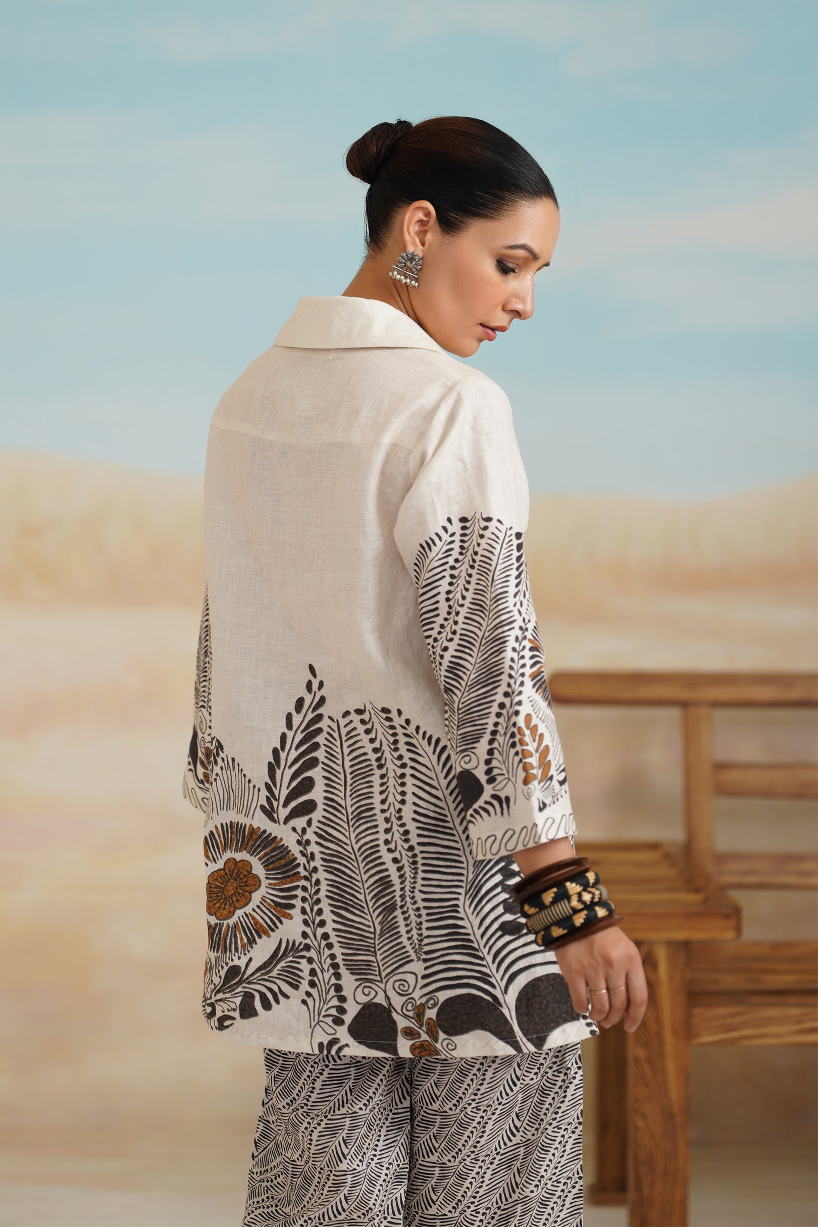 Stellar Pure Linen Printed Top - Neetika Chopra