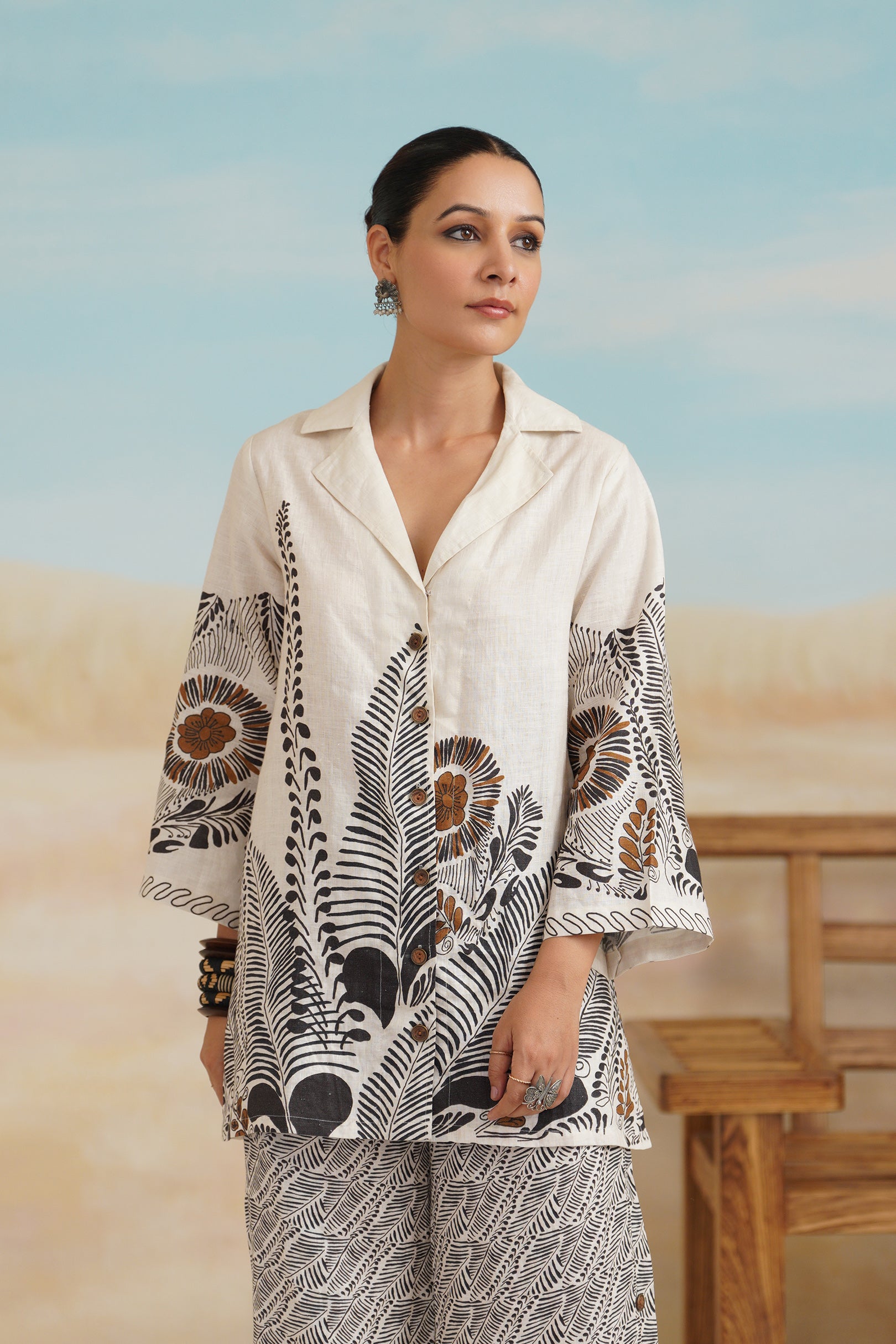 Stellar Pure Linen Printed Top - Neetika Chopra