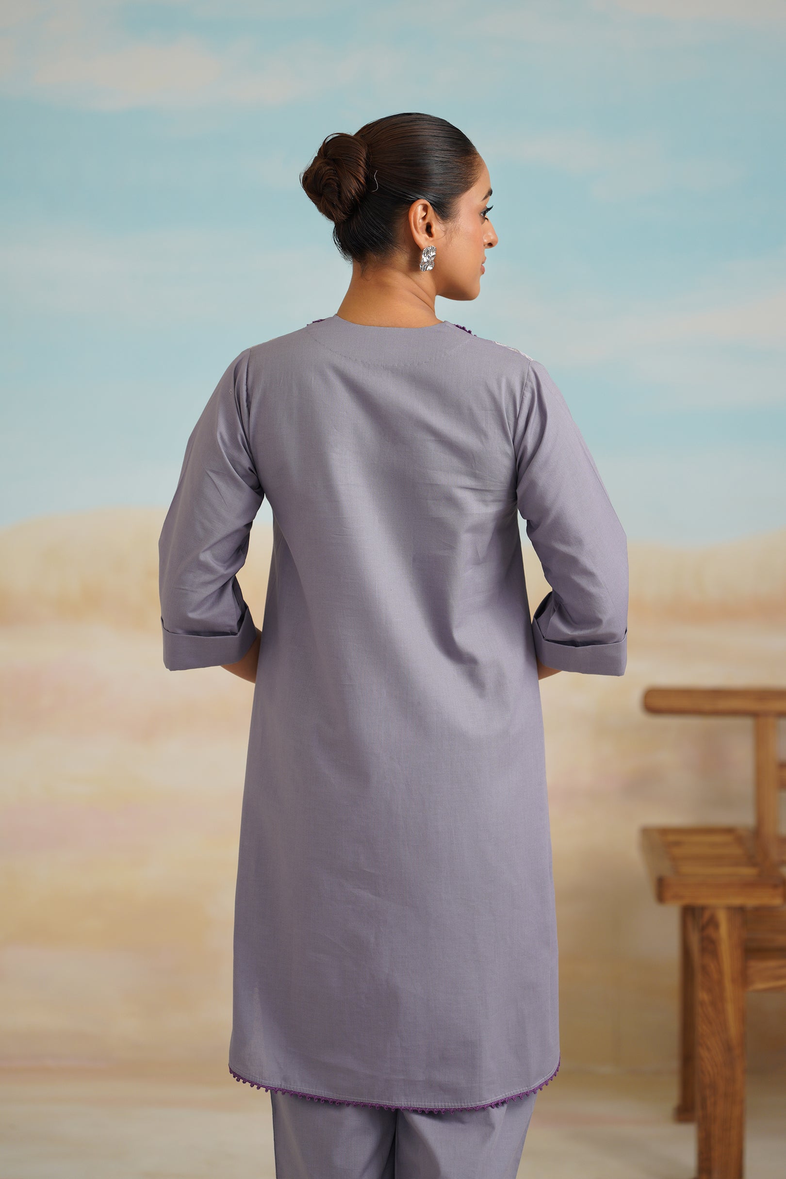 Loveen Cotton Linen Embroidered Matching Set - Neetika Chopra