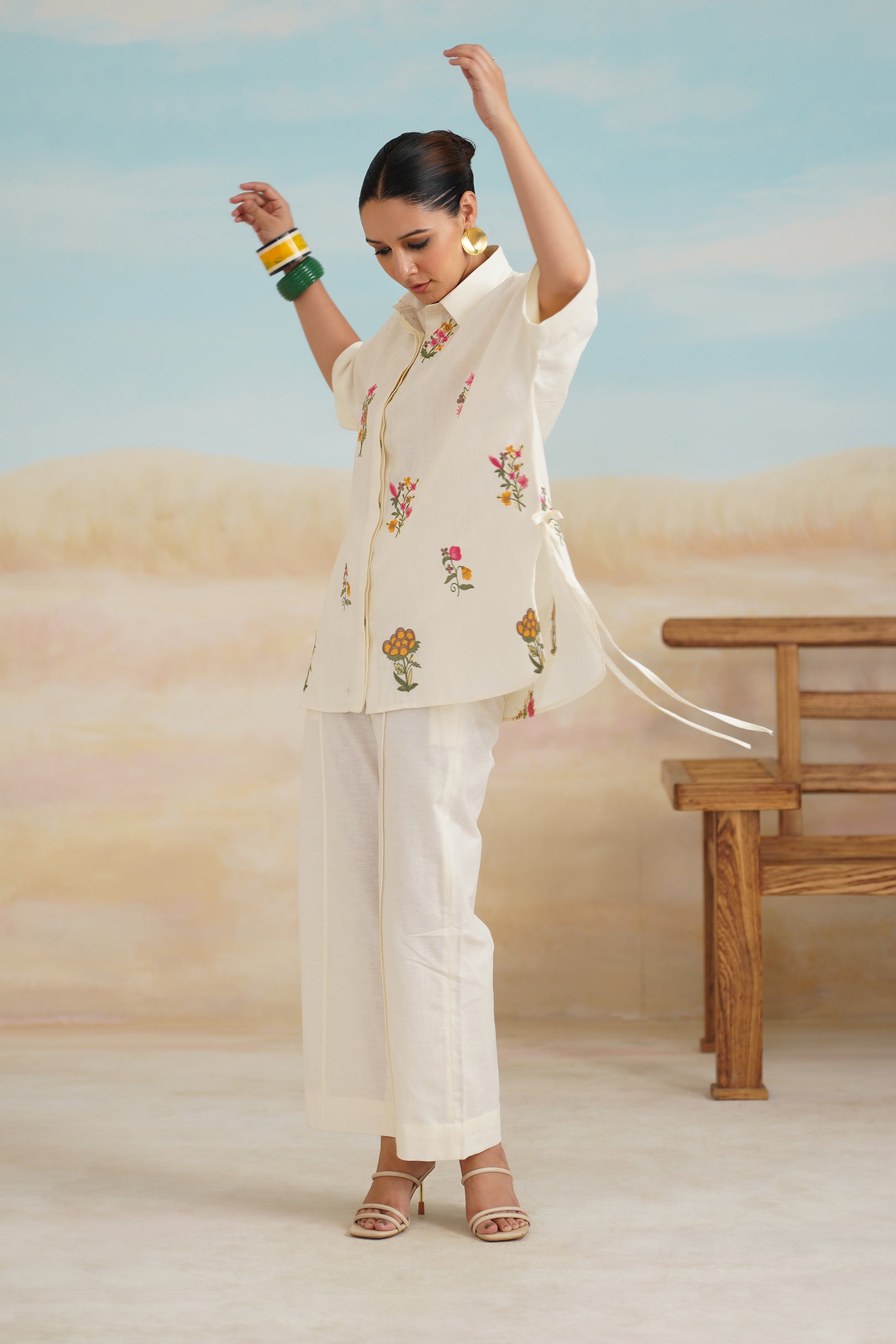 Kshira Pure Linen Embroidered Matching Set - Neetika Chopra
