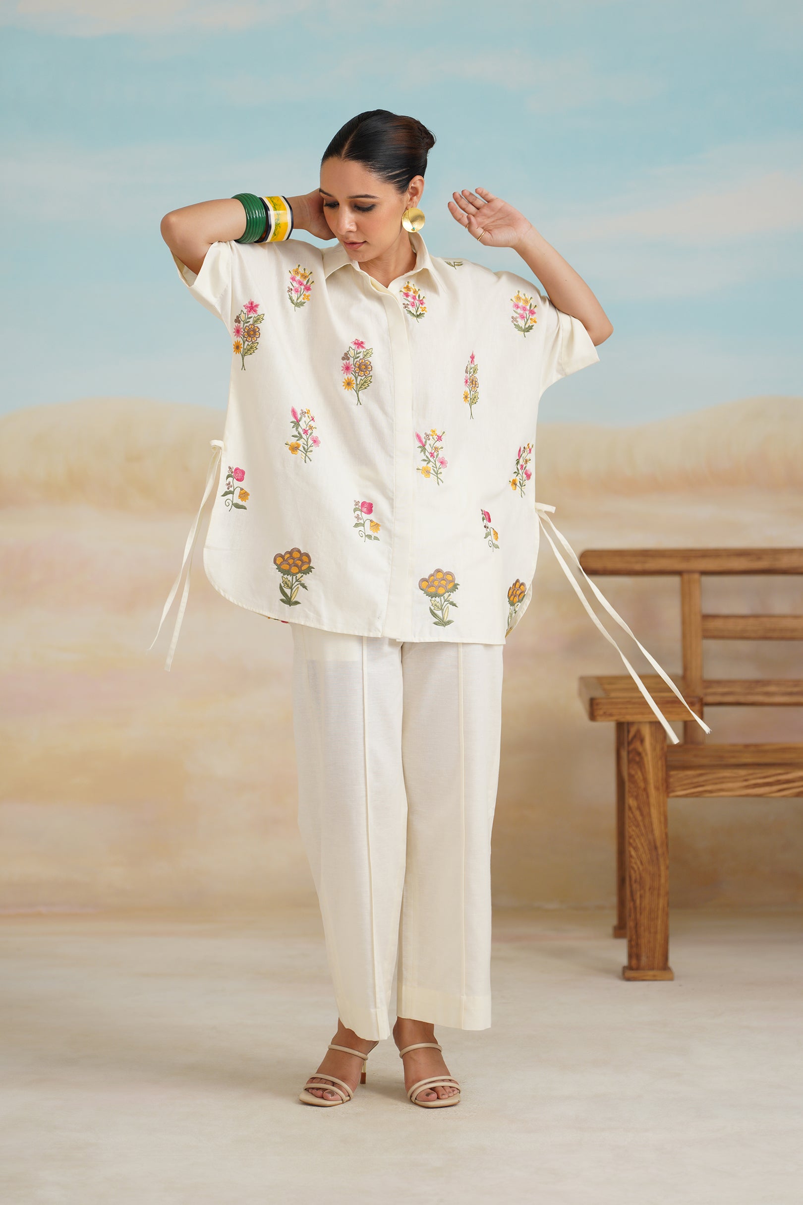 Kshira Pure Linen Embroidered Matching Set - Neetika Chopra