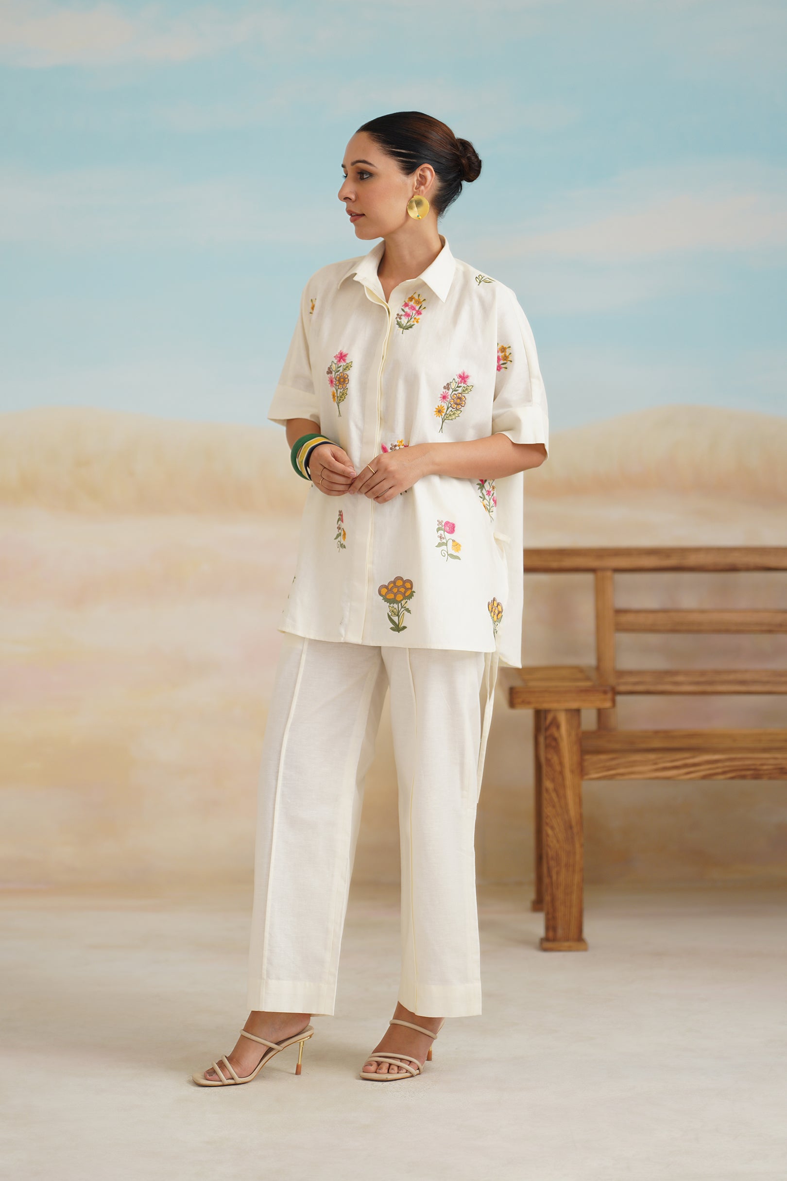 Kshira Pure Linen Embroidered Matching Set - Neetika Chopra