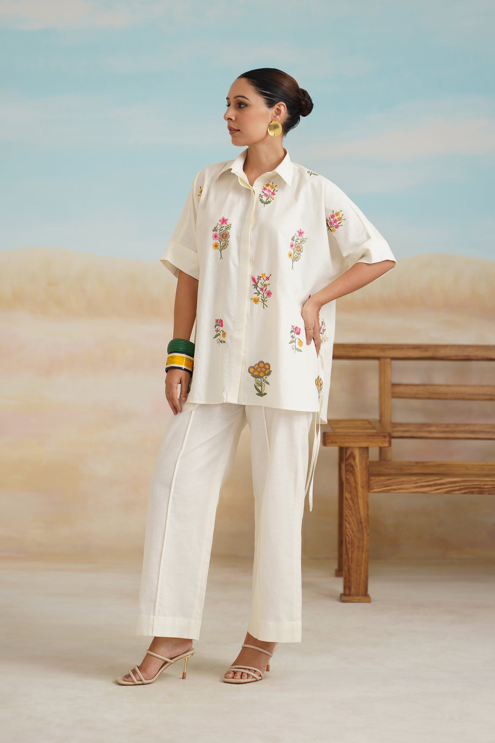 Kshira Pure Linen Embroidered Matching Set - Neetika Chopra