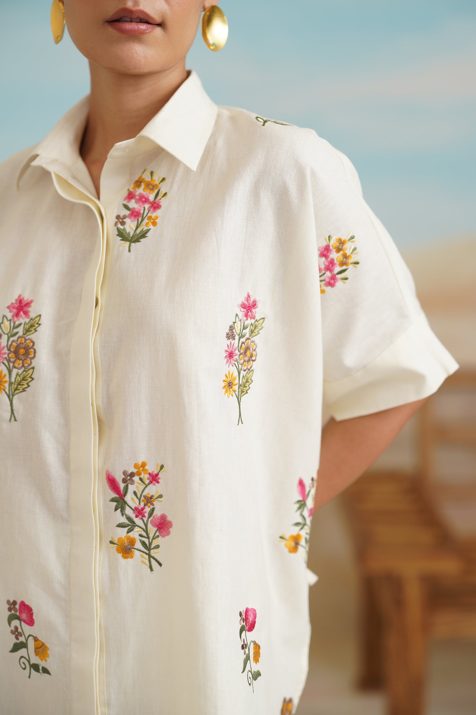 Kshira Pure Linen Embroidered Matching Set - Neetika Chopra