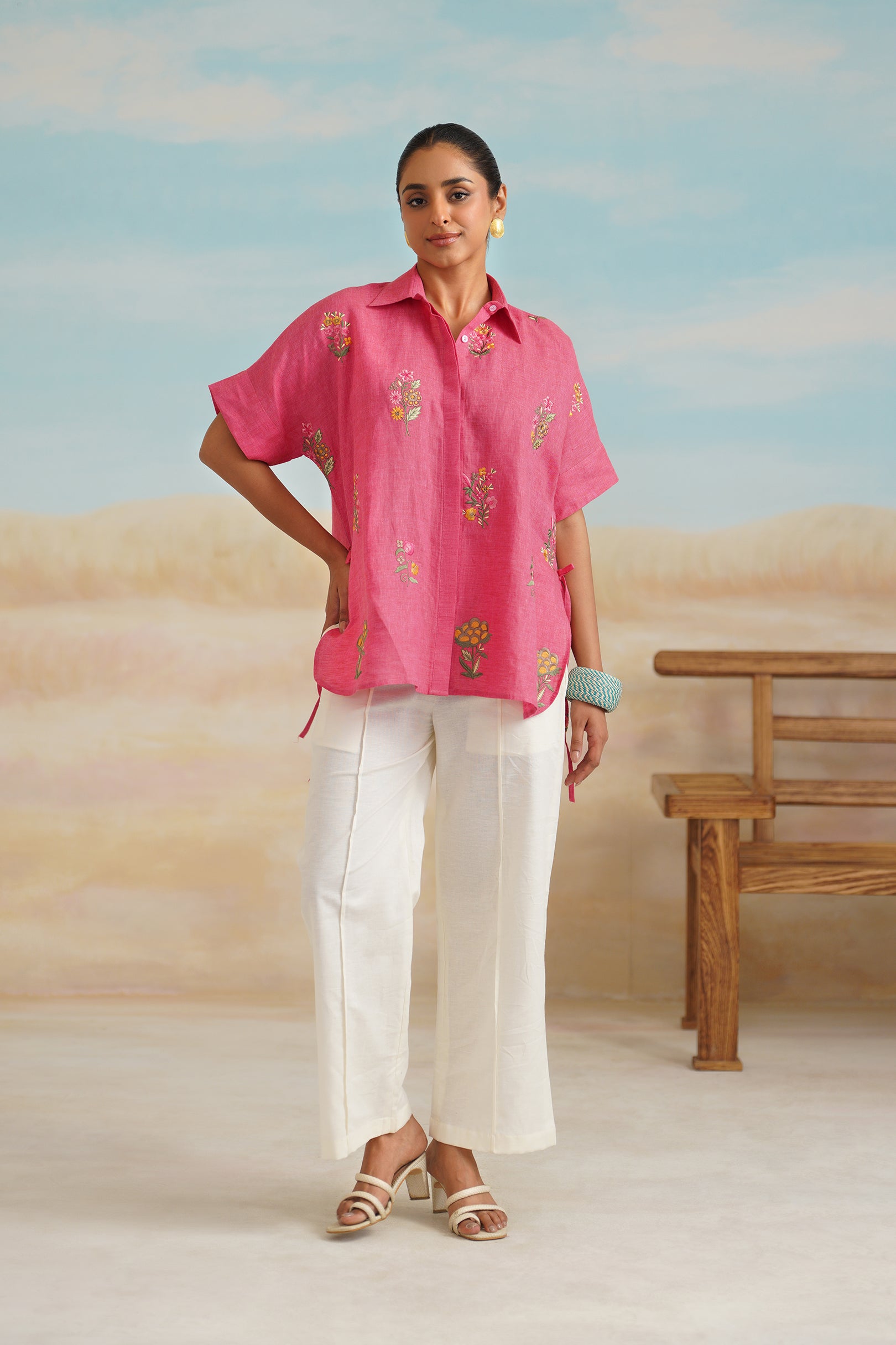 Vriti Pure Linen Embroidered Matching Set - Neetika Chopra