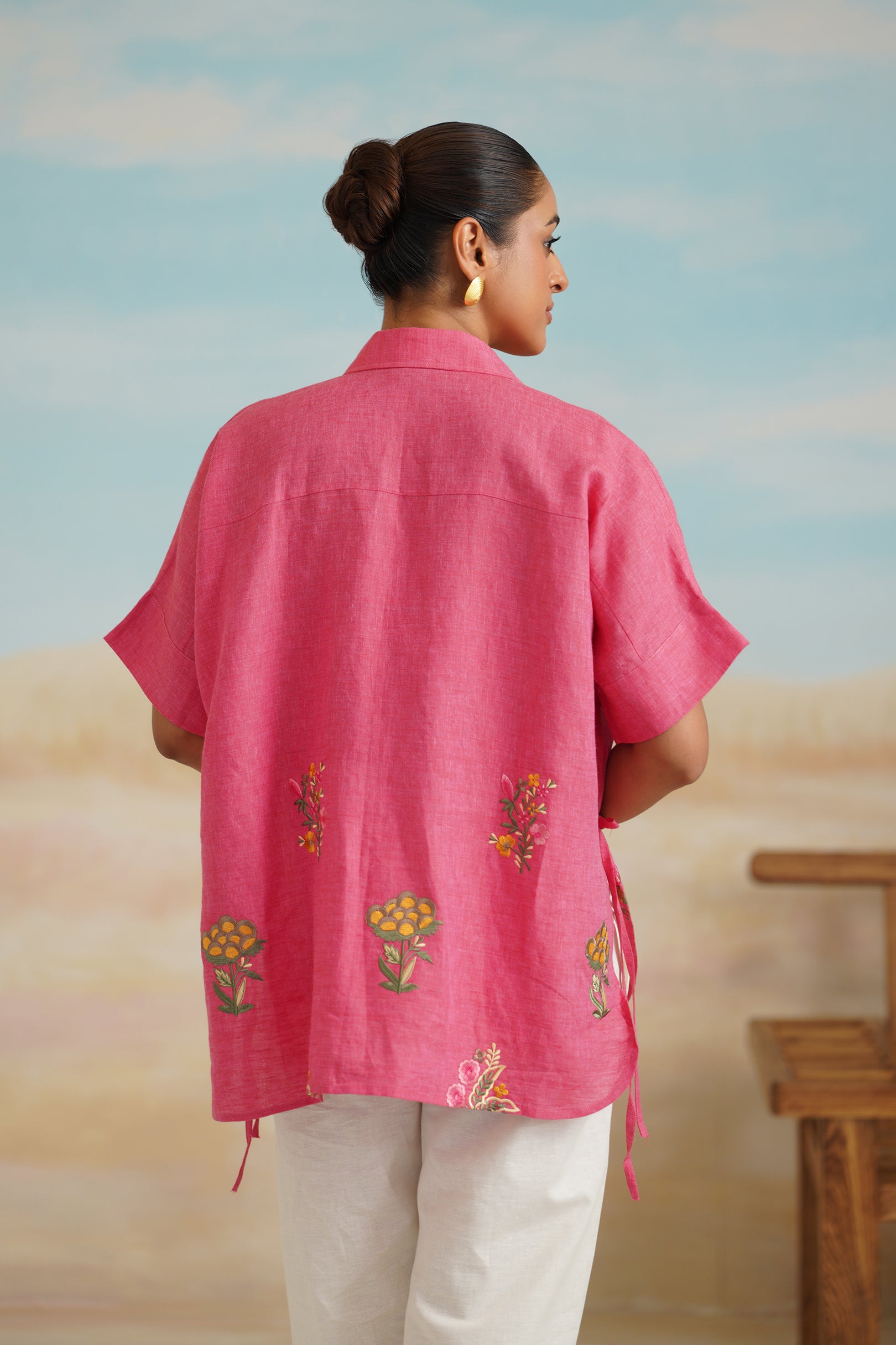 Vriti Pure Linen Embroidered Matching Set - Neetika Chopra