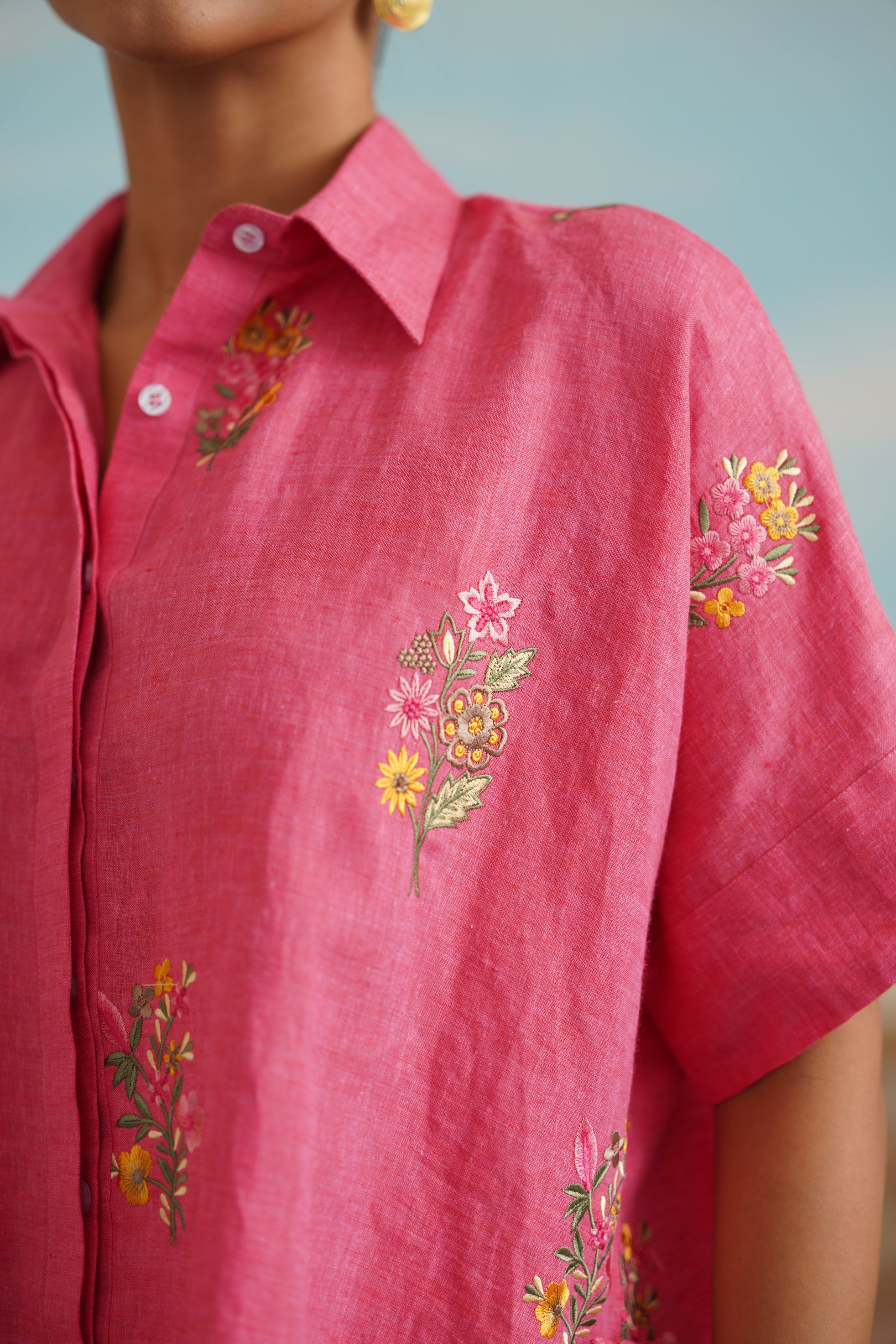Vriti Pure Linen Embroidered Matching Set - Neetika Chopra