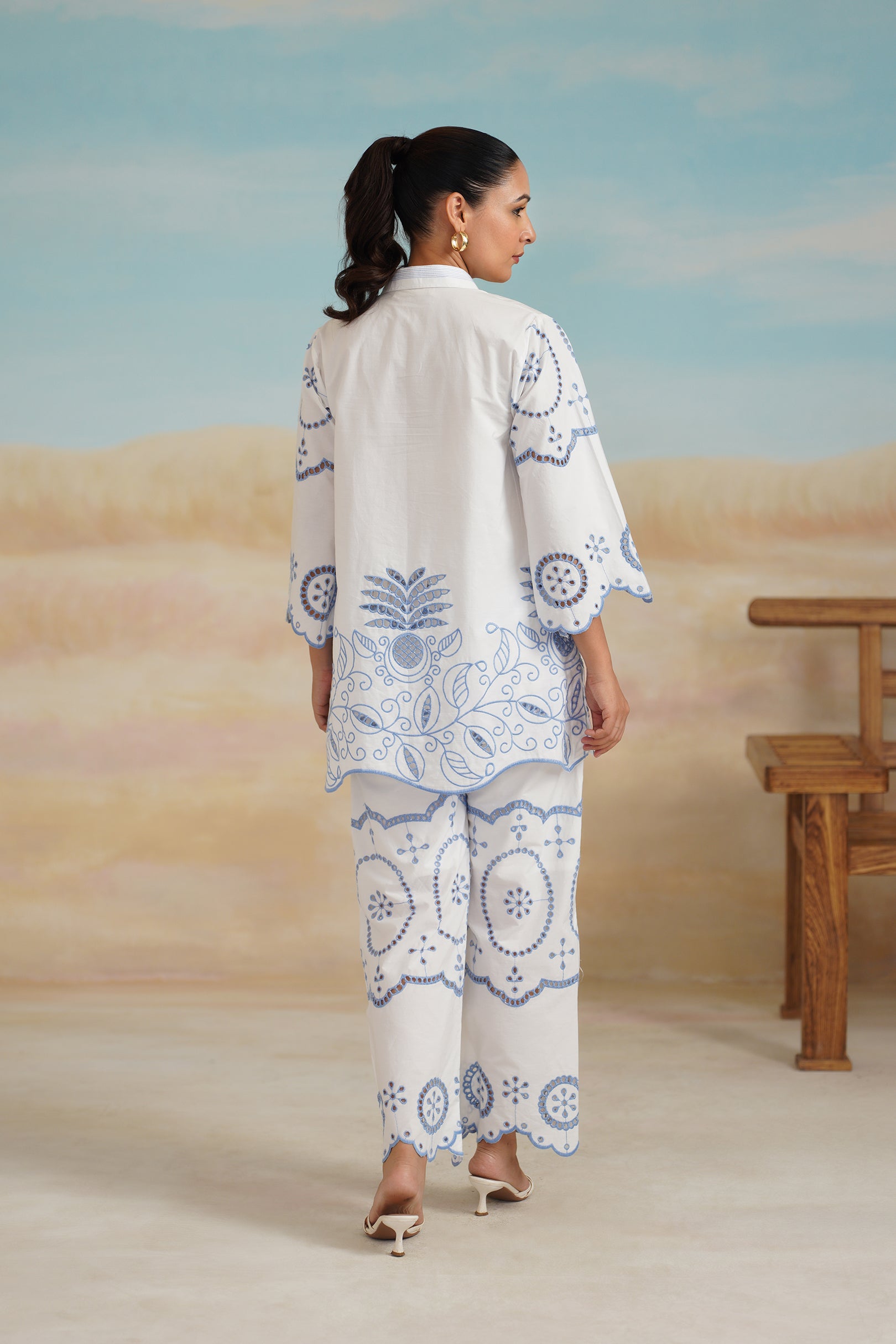 Aster Poplin Cotton Embroidered Matching Set - Neetika Chopra