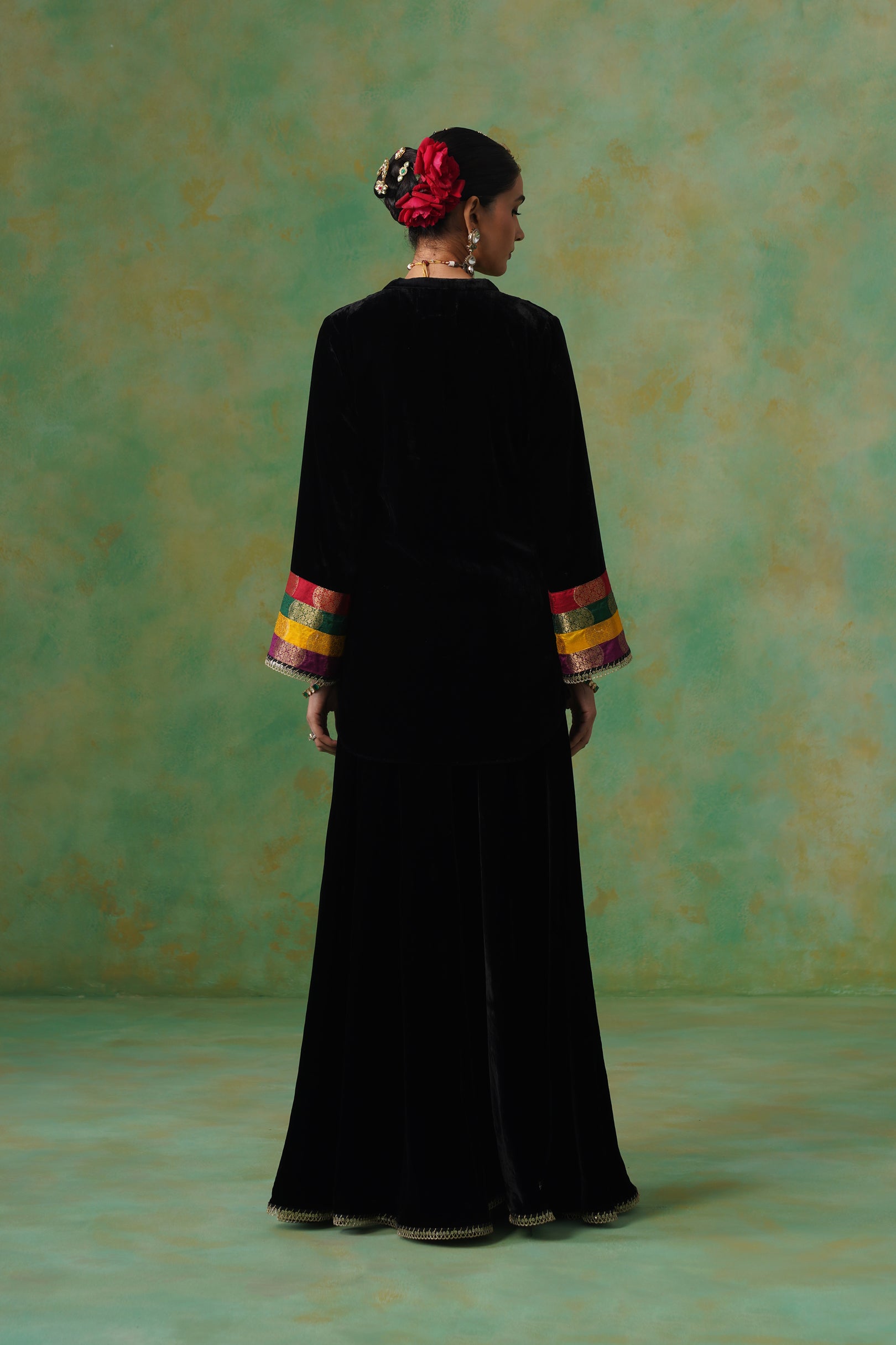 Miraya Embroidered Velvet Sharara Set