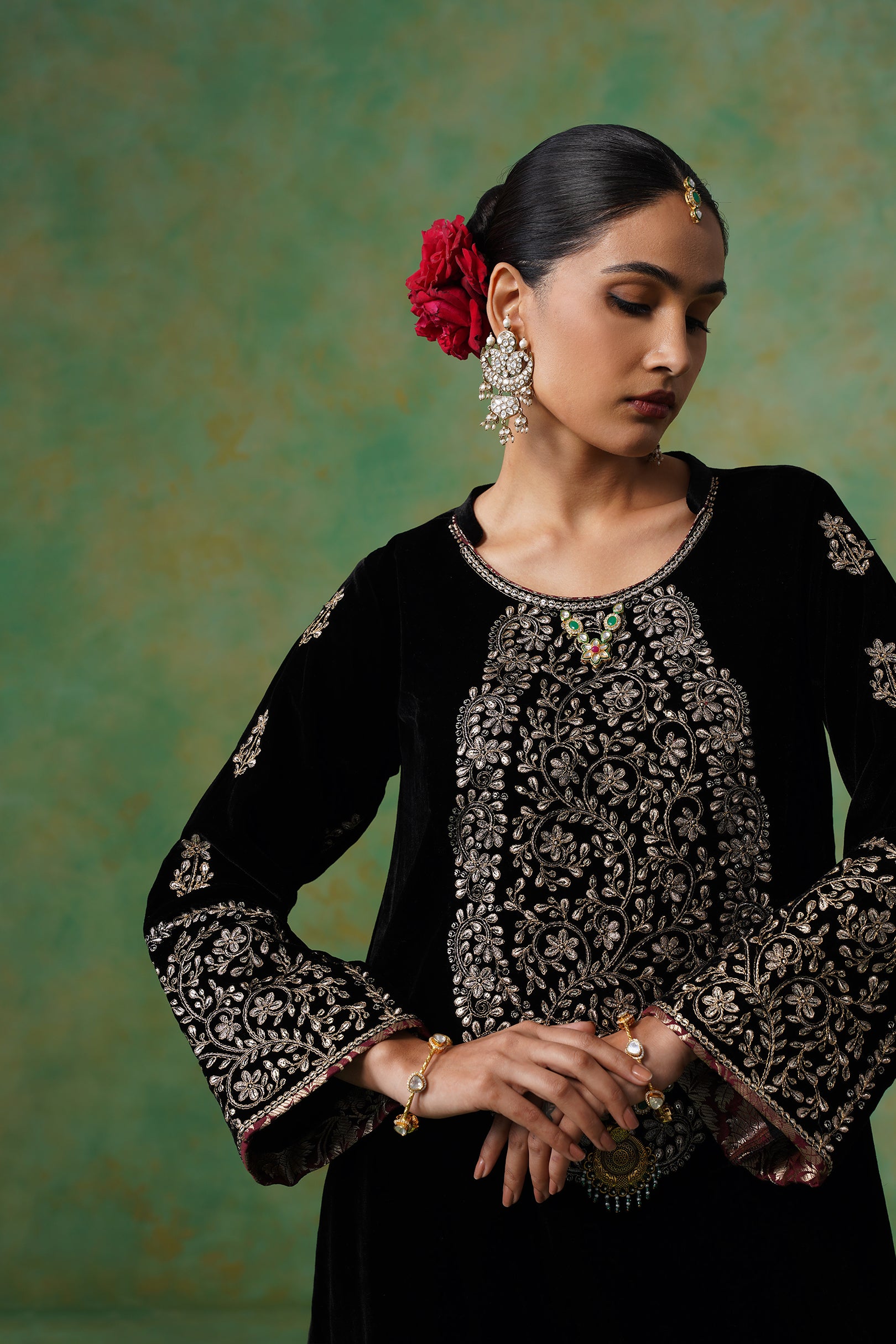 Anika Velvet Embroidered Matching Set