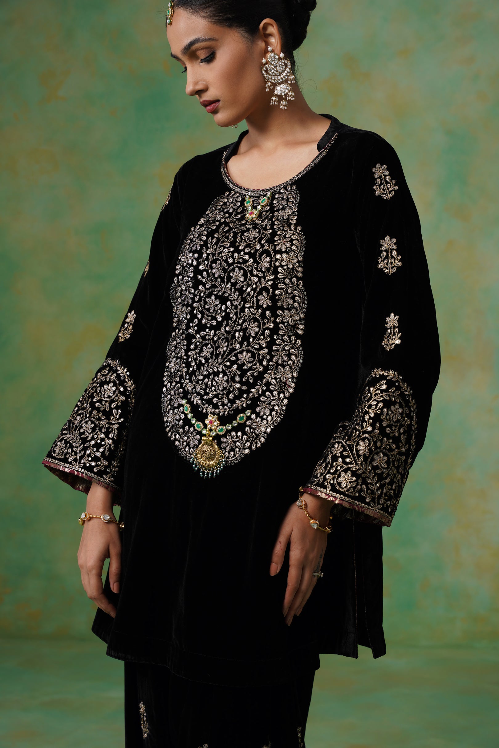 Anika Velvet Embroidered Matching Set