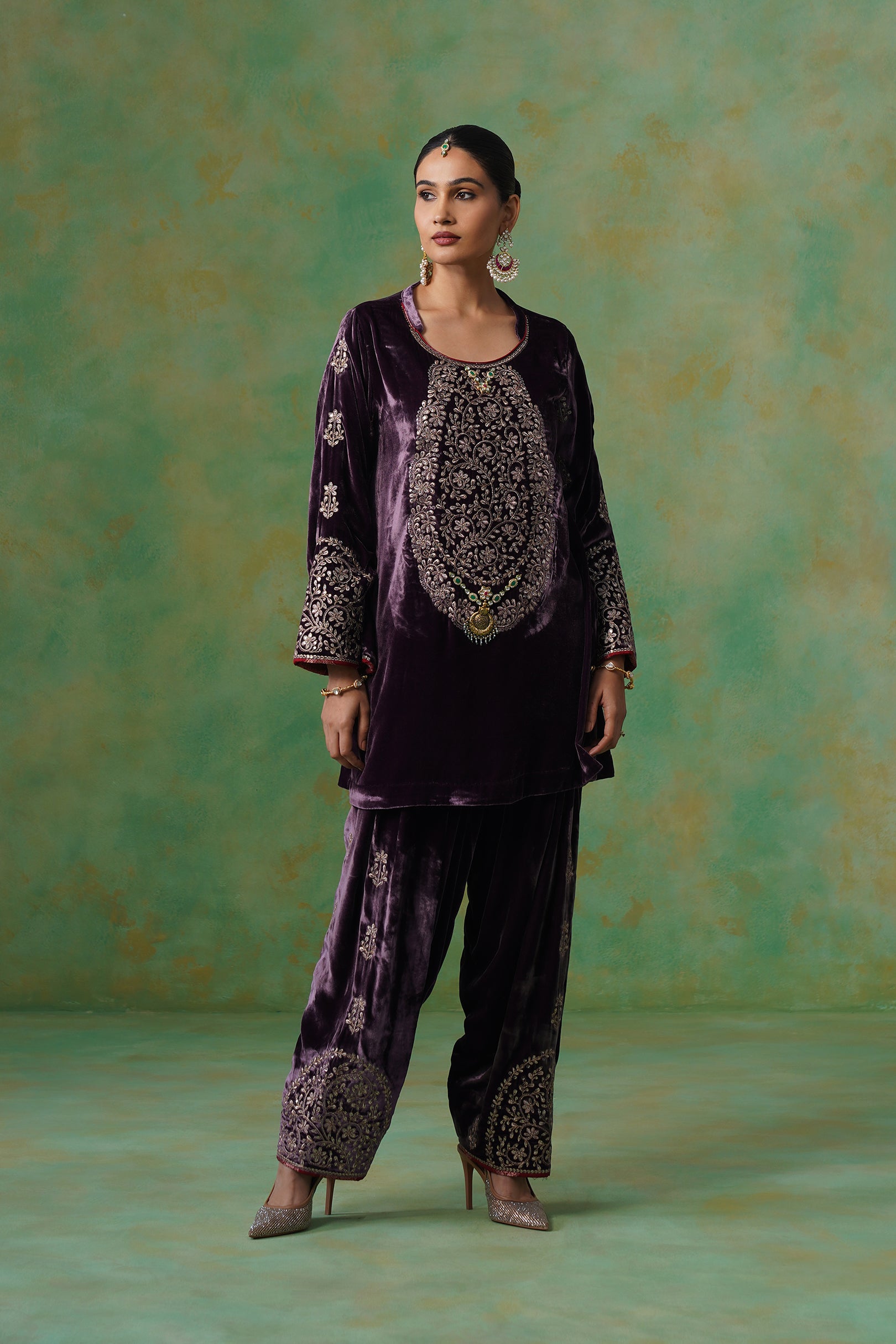 Kripa Velvet Embroidered Matching Set