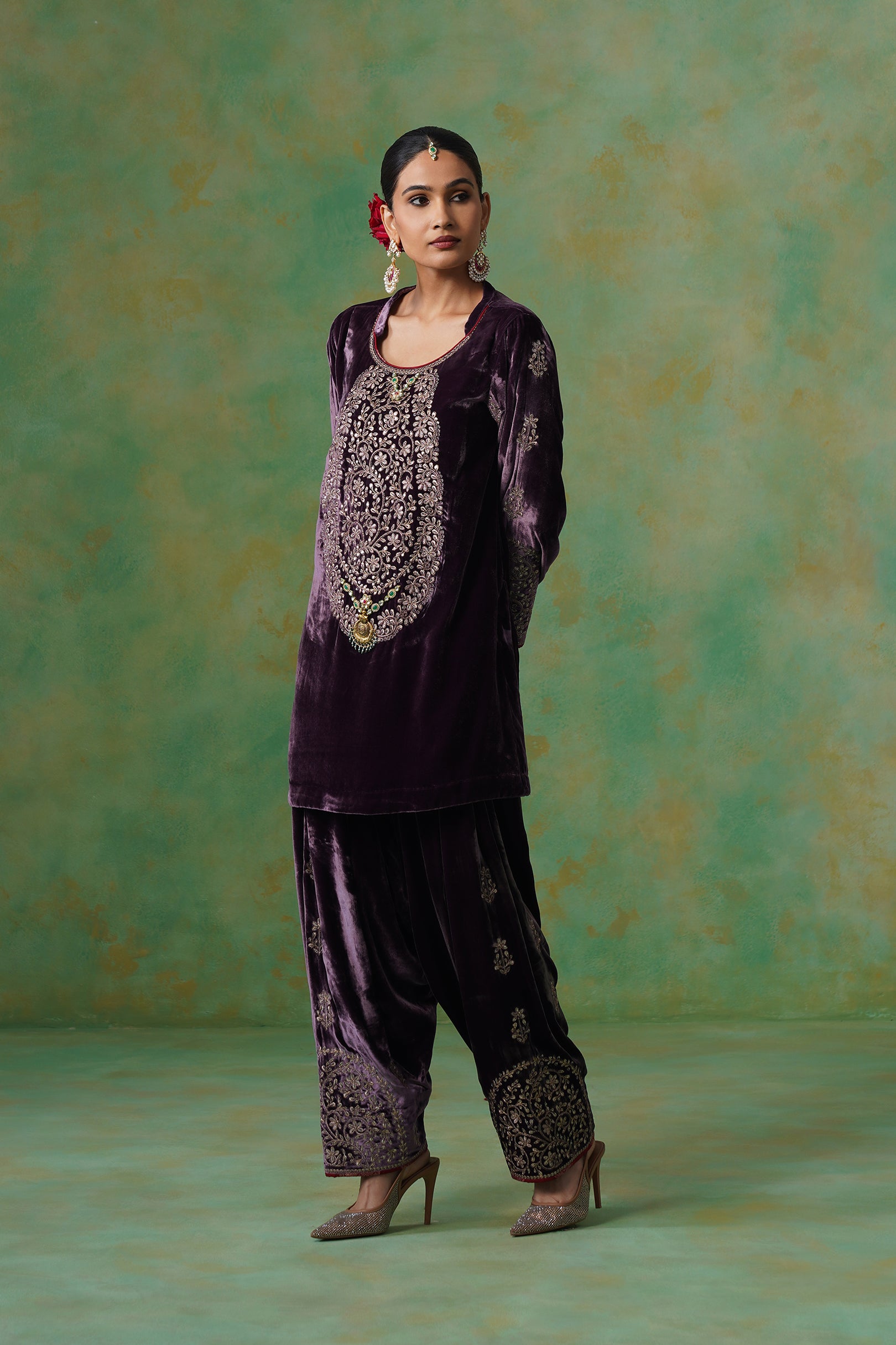 Kripa Velvet Embroidered Matching Set