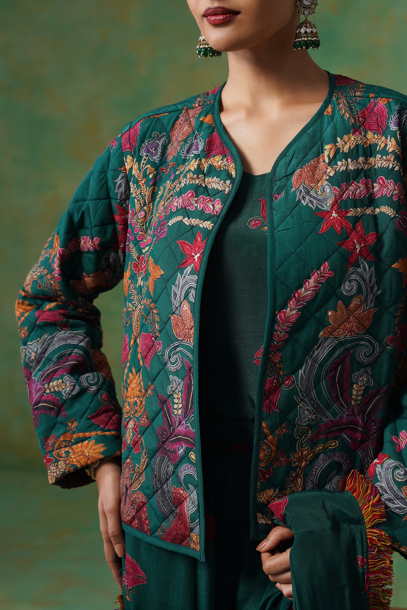 Dhara Palazzo Pant Saree With Quilted Jacket