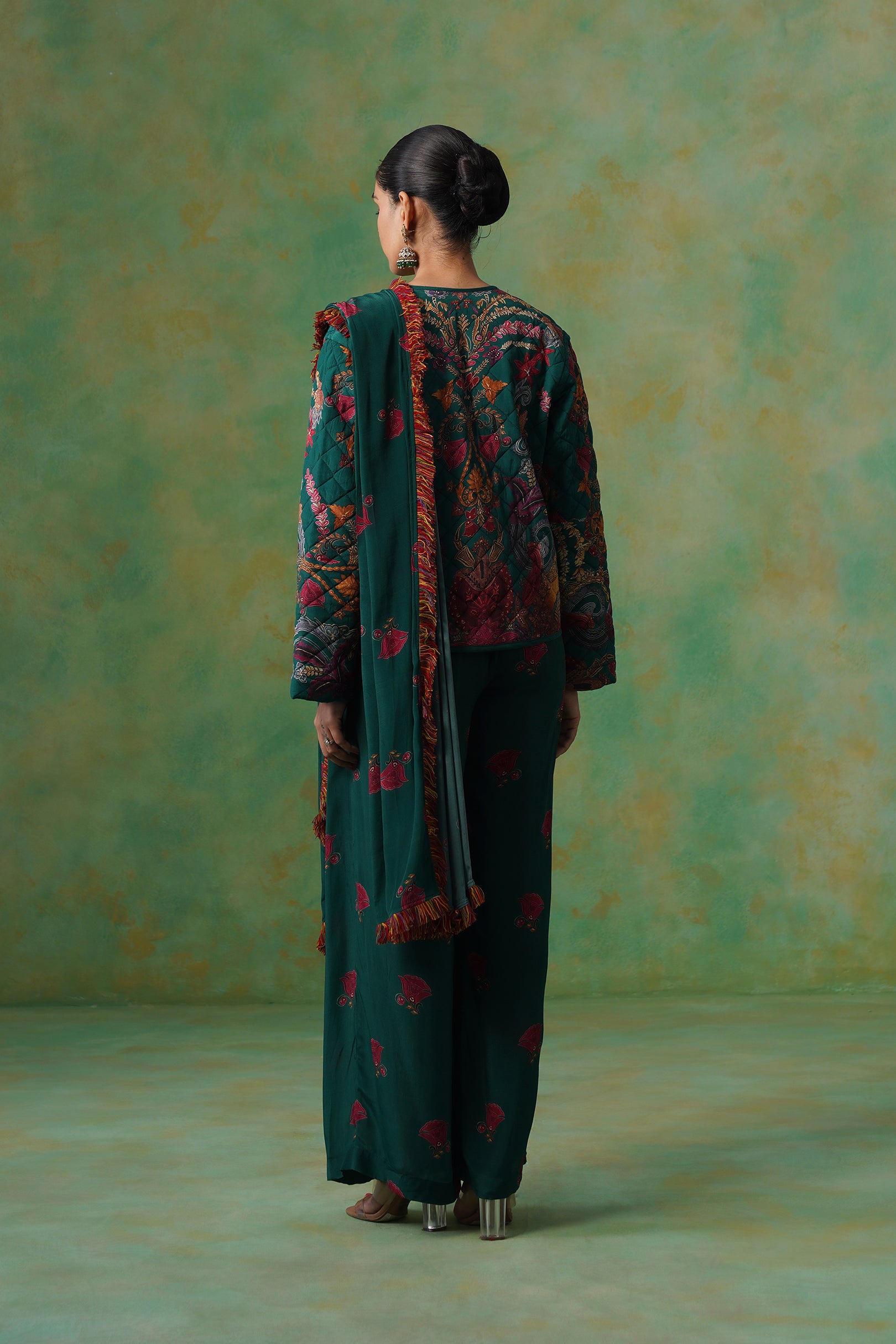 Dhara Palazzo Pant Saree With Quilted Jacket