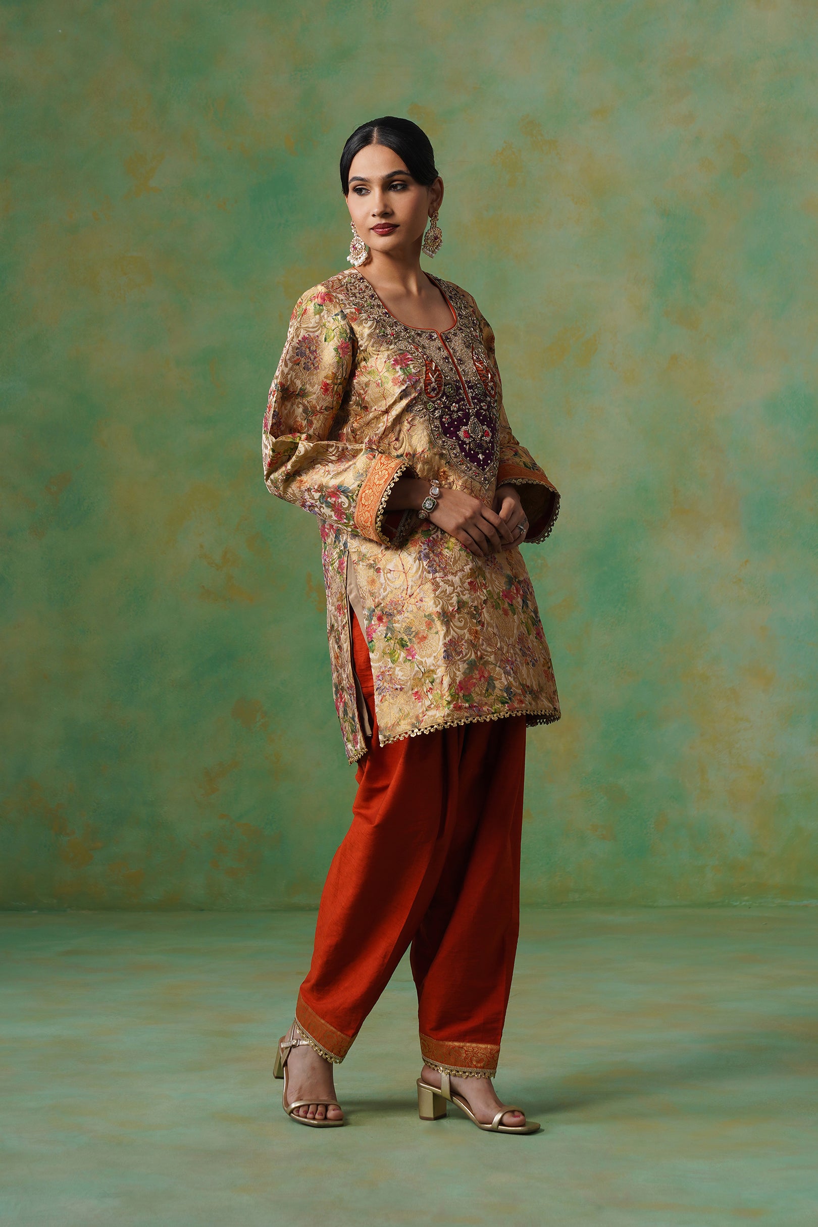 Divyani Brocade Hand Embroidered Suit Set