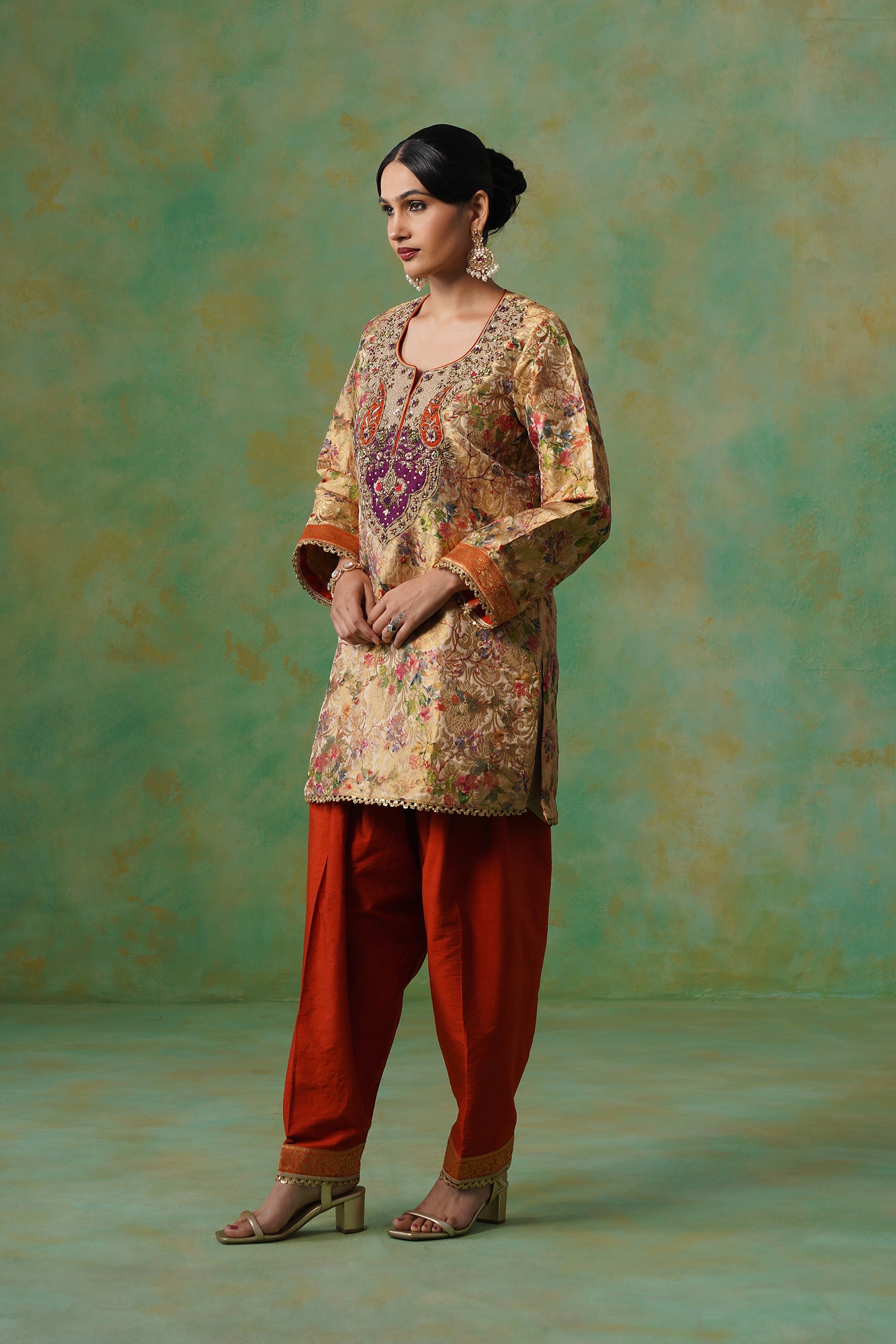 Divyani Brocade Hand Embroidered Suit Set