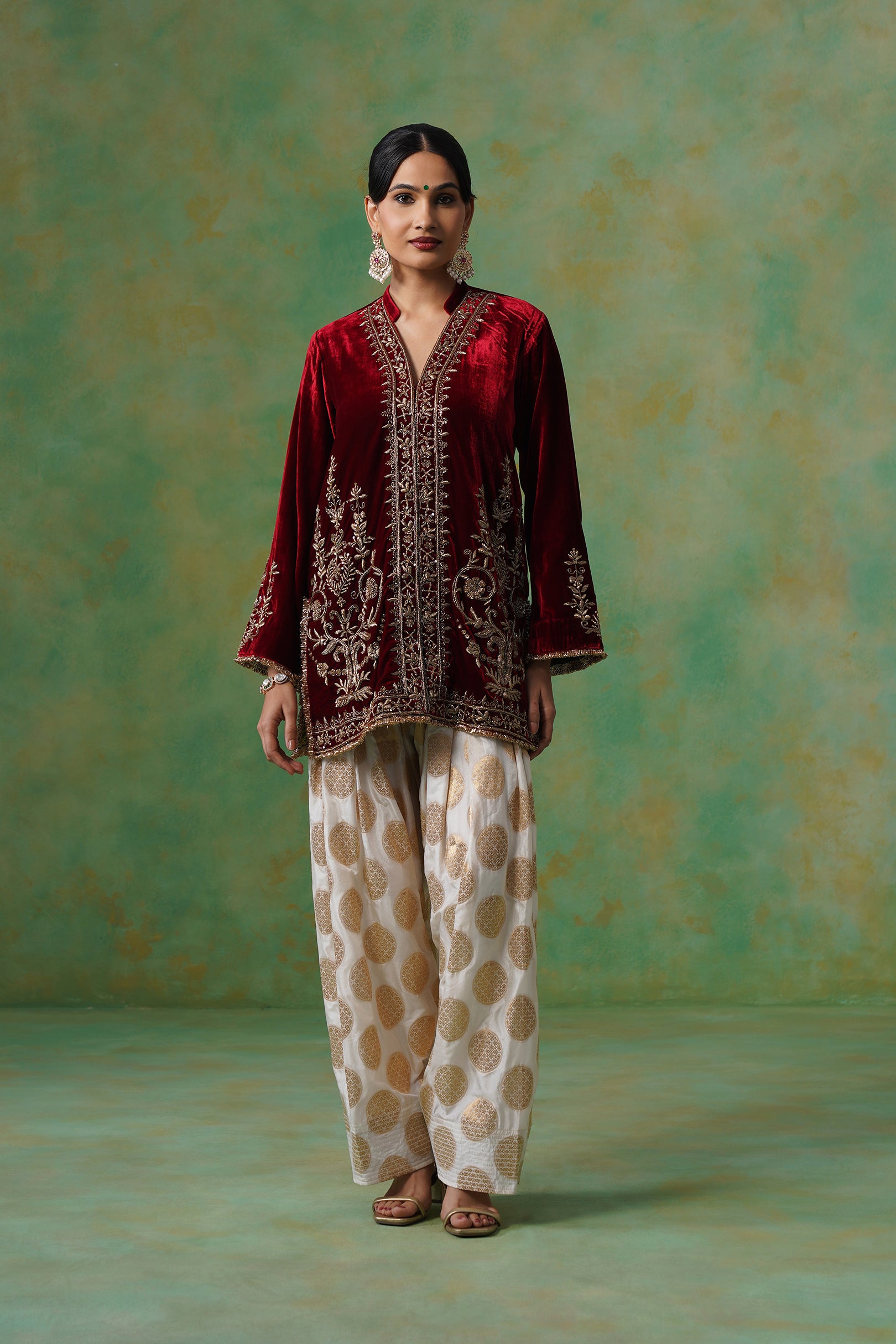 Bithika Hand Embroidered Velvet Matching Set