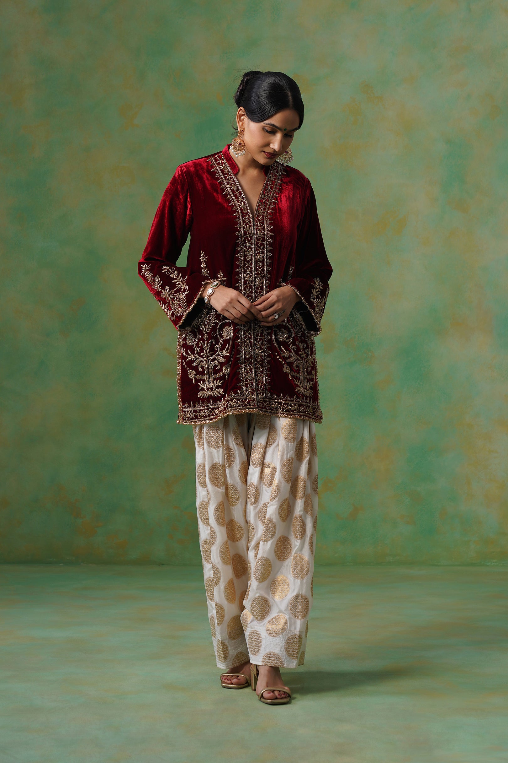 Bithika Hand Embroidered Velvet Matching Set