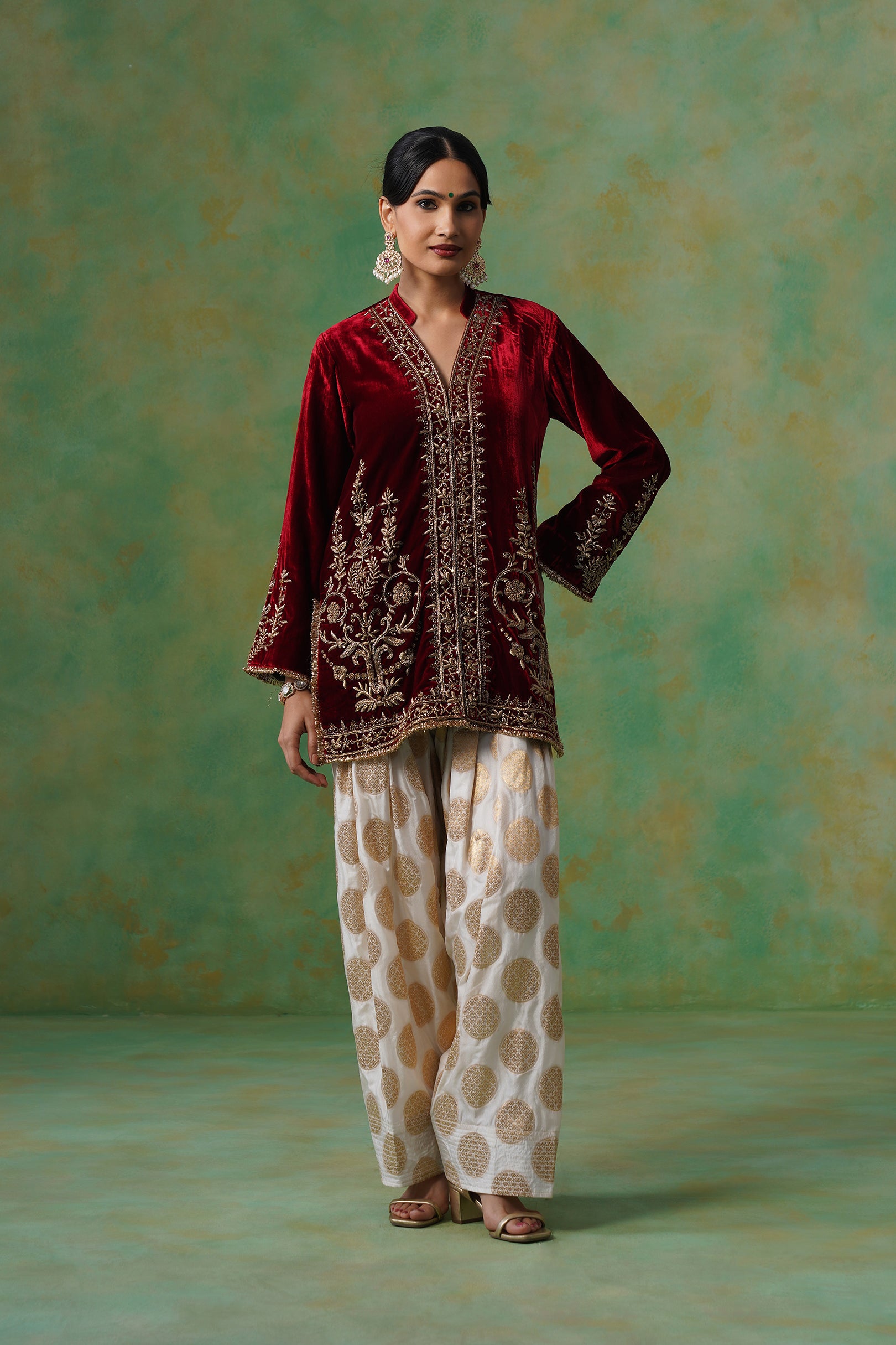 Bithika Hand Embroidered Velvet Matching Set