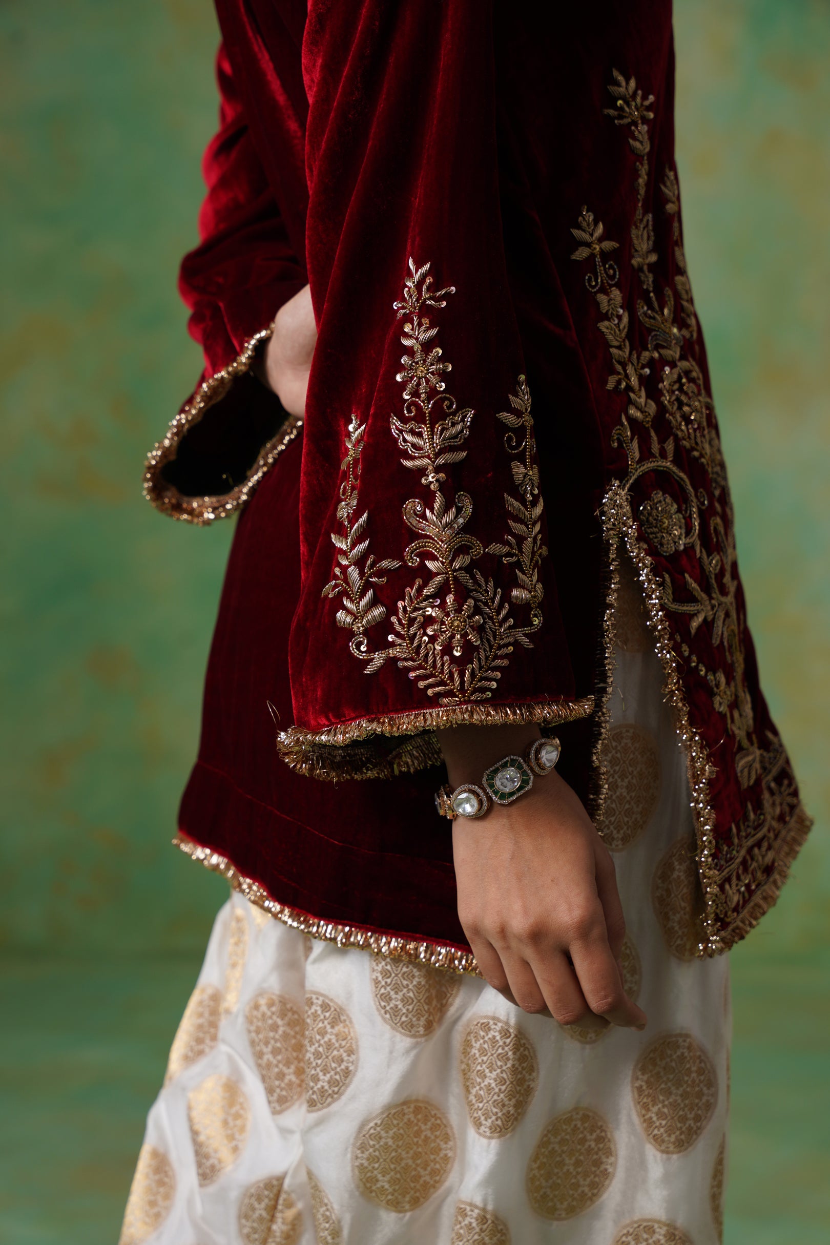 Bithika Hand Embroidered Velvet Matching Set