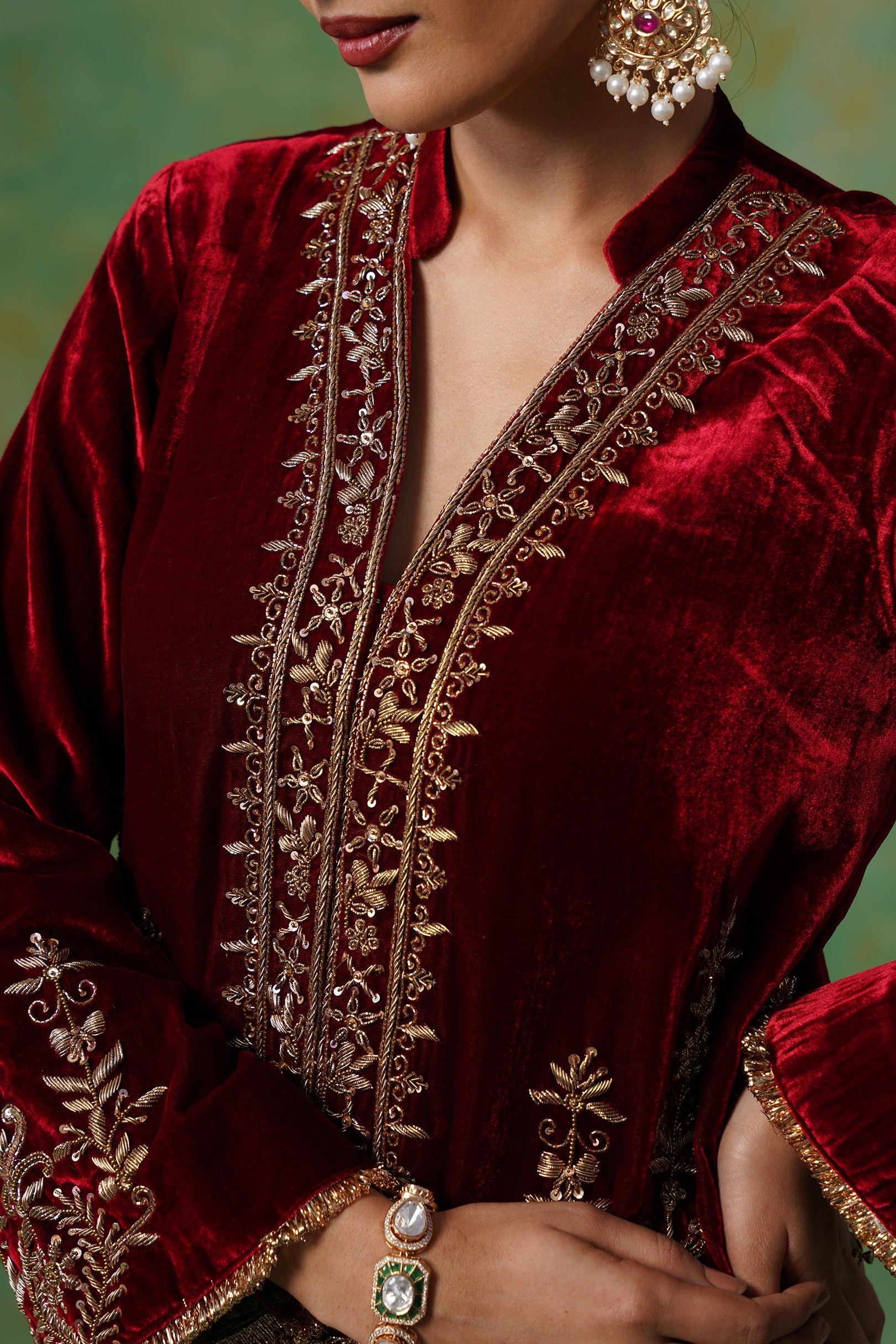 Bithika Hand Embroidered Velvet Matching Set