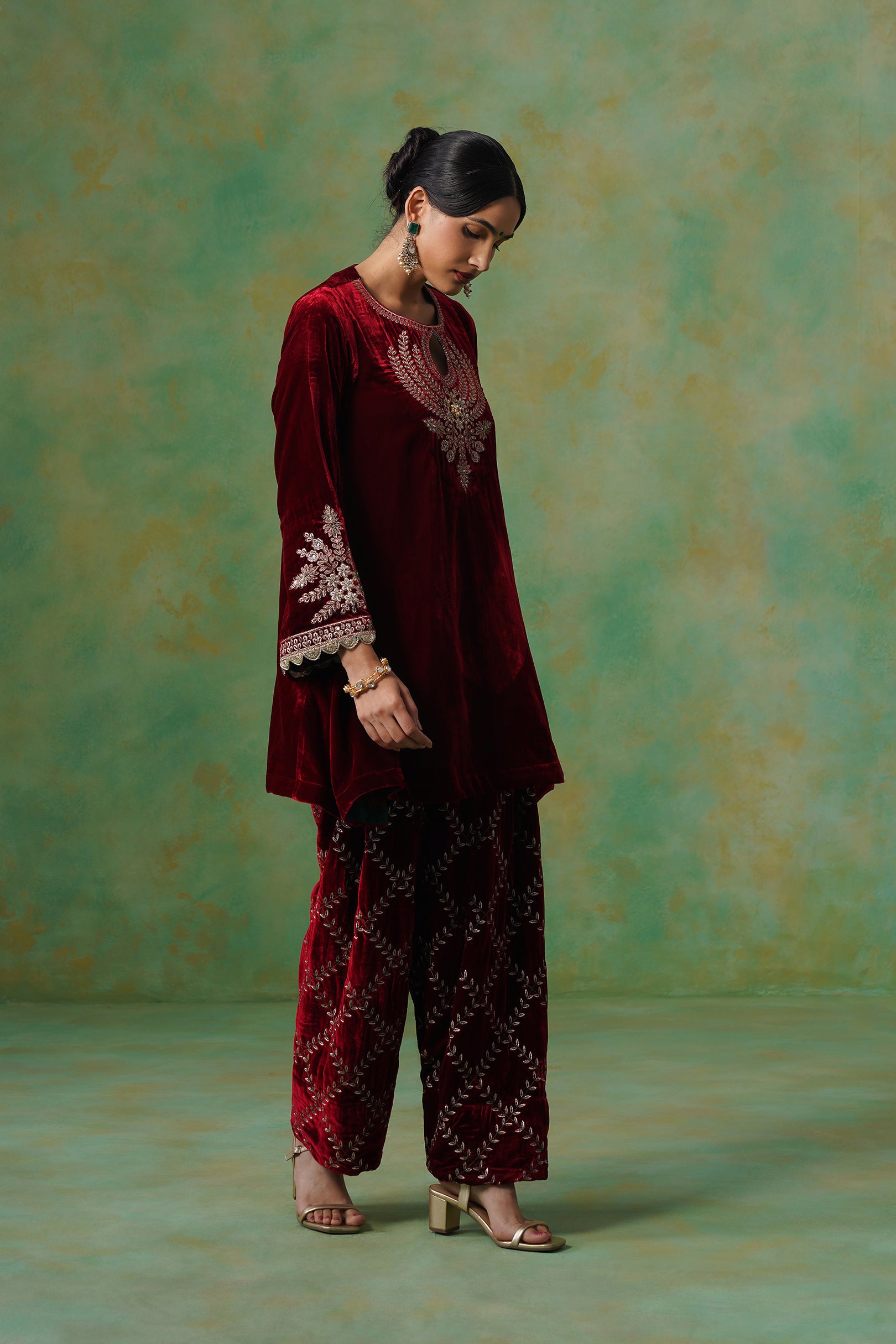 Kashvi Velvet Embroidered Suit Set
