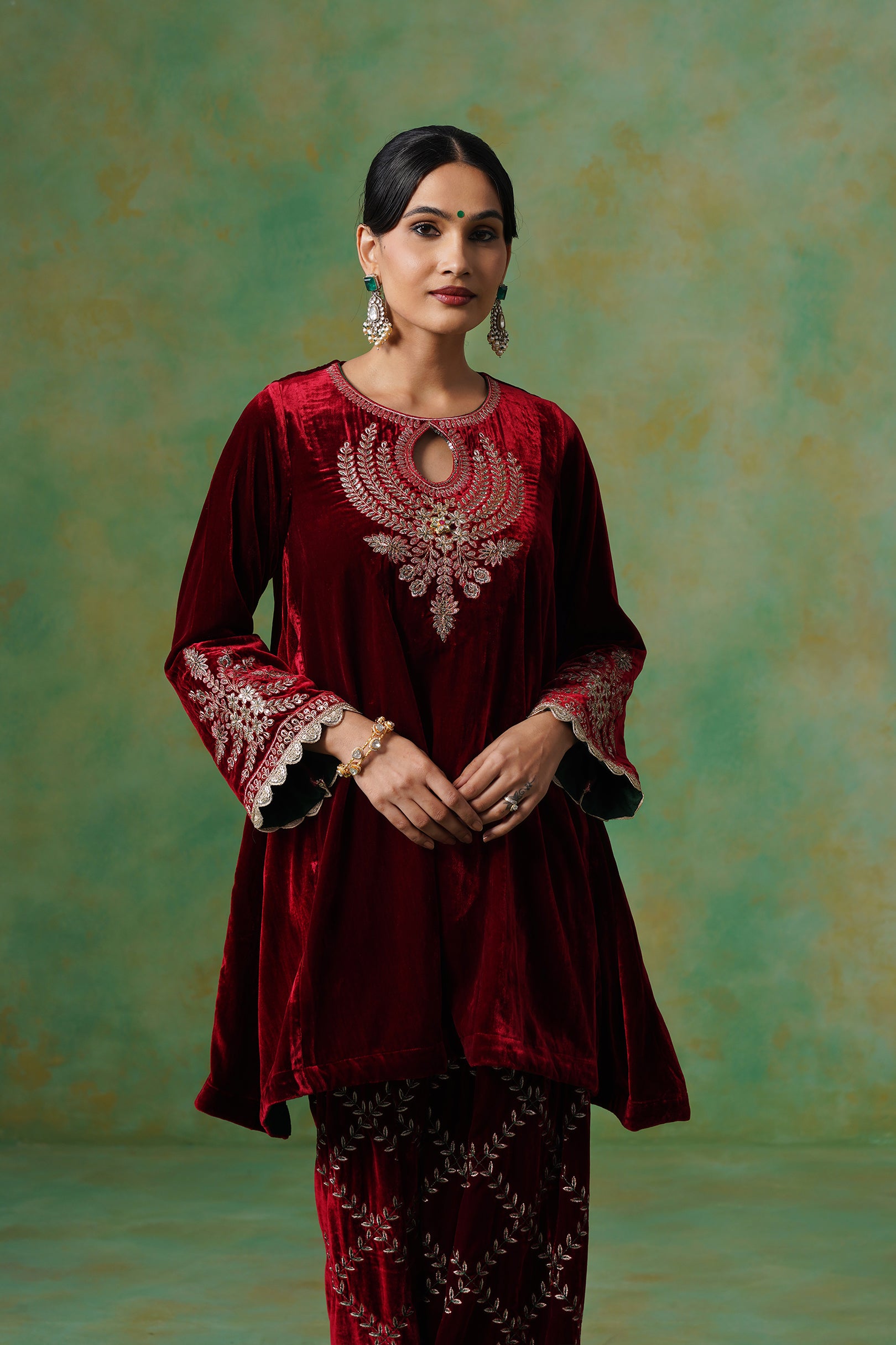 Kashvi Velvet Embroidered Suit Set