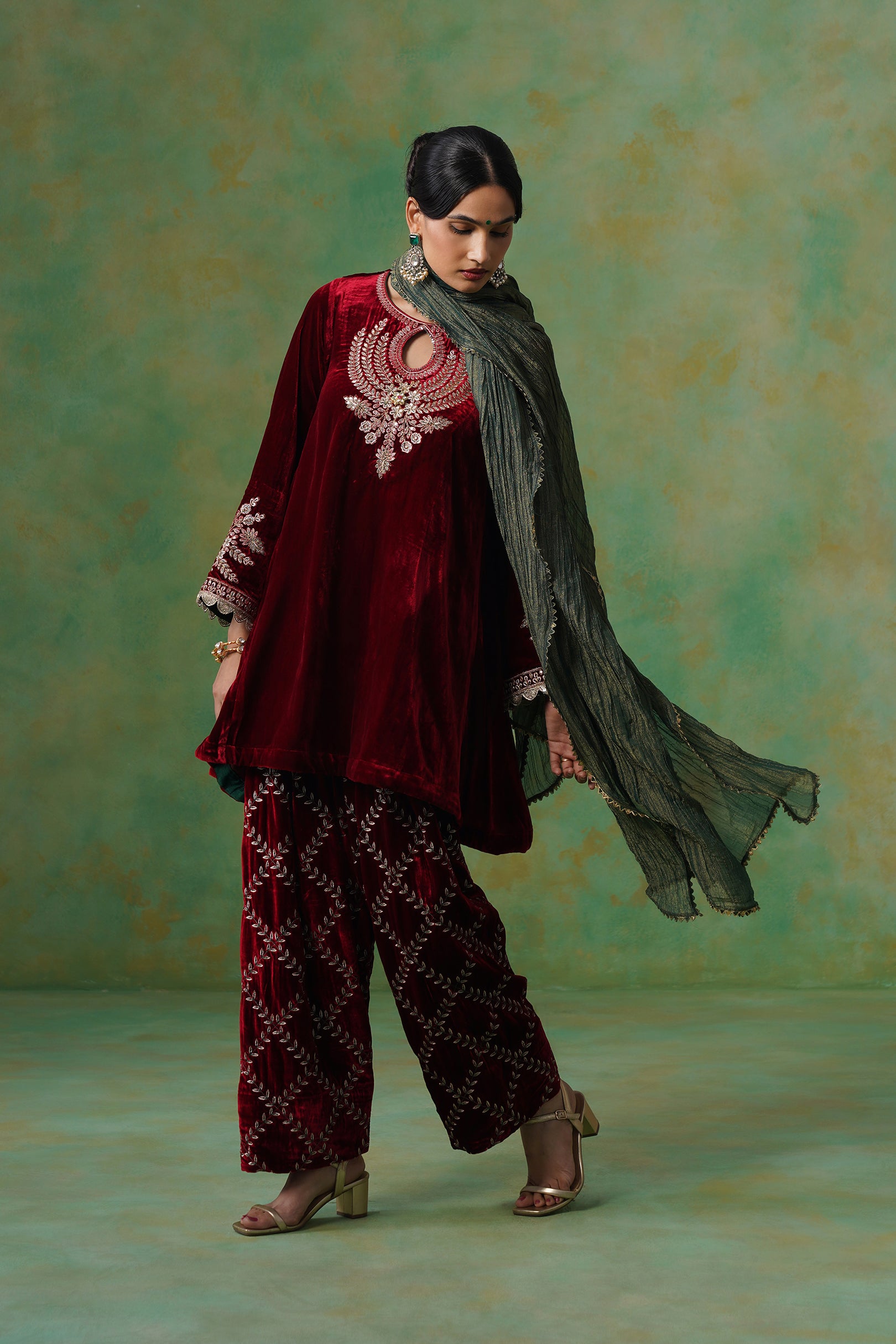 Kashvi Velvet Embroidered Suit Set