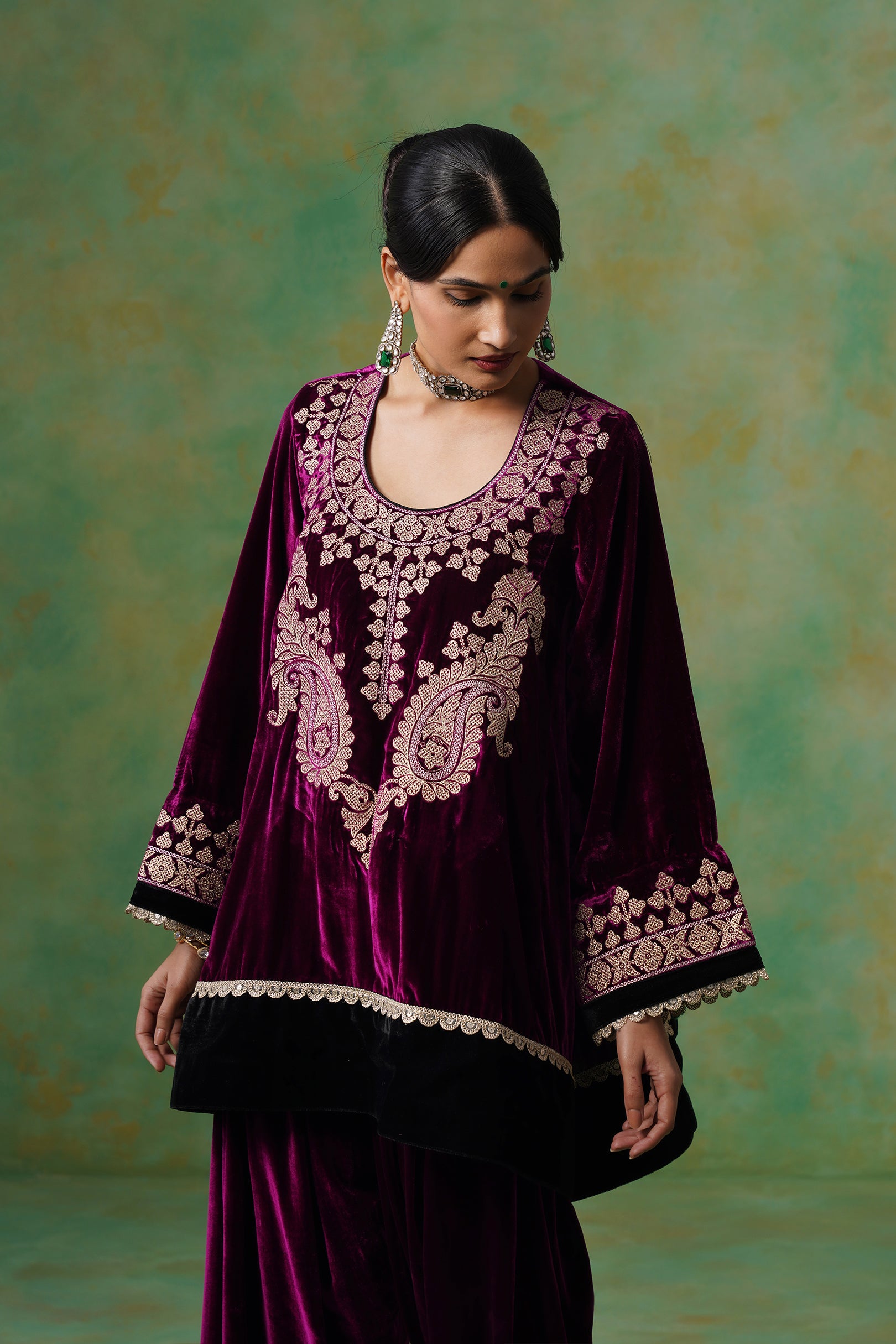 Umika Velvet Embroidered Suit Set