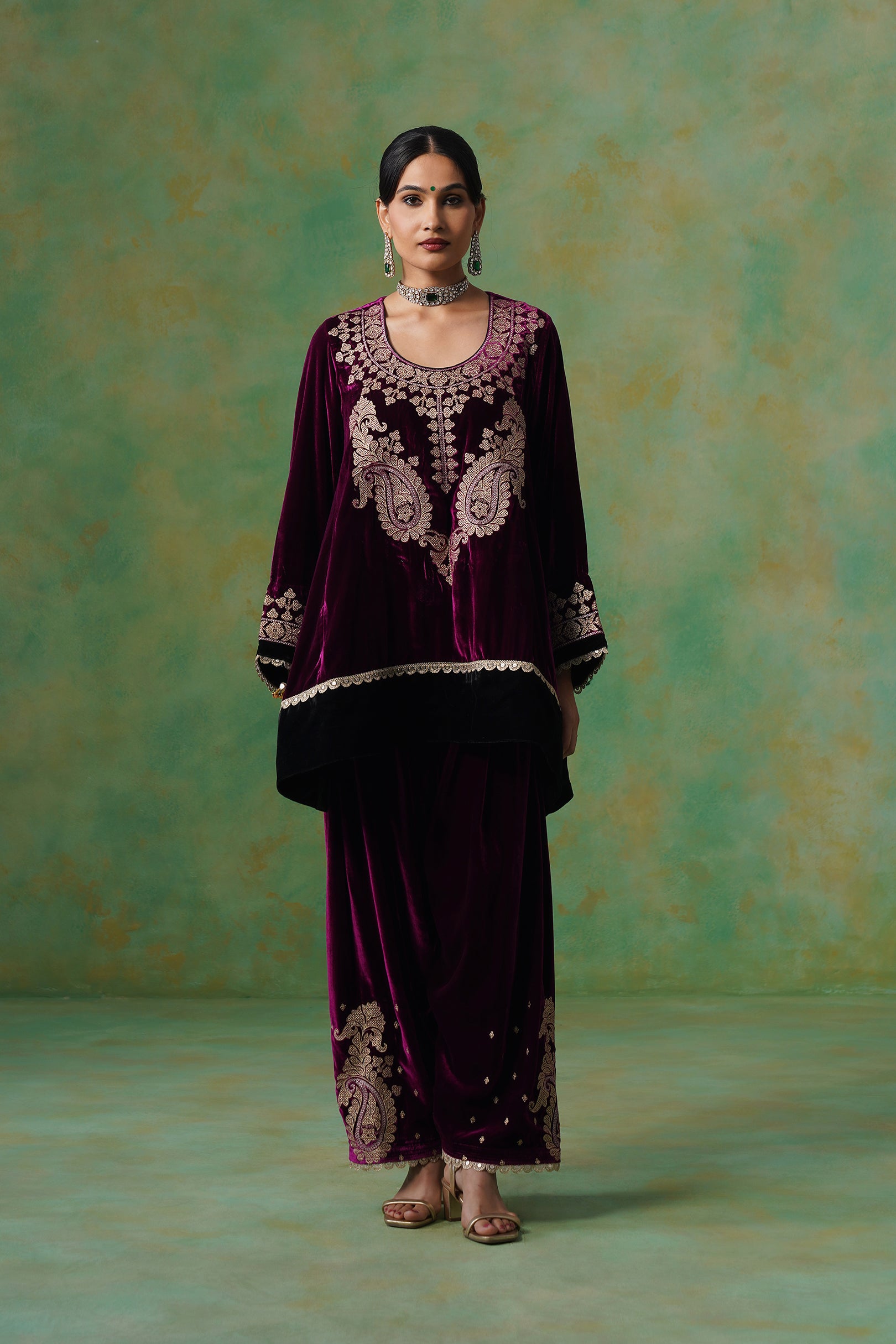 Umika Velvet Embroidered Suit Set