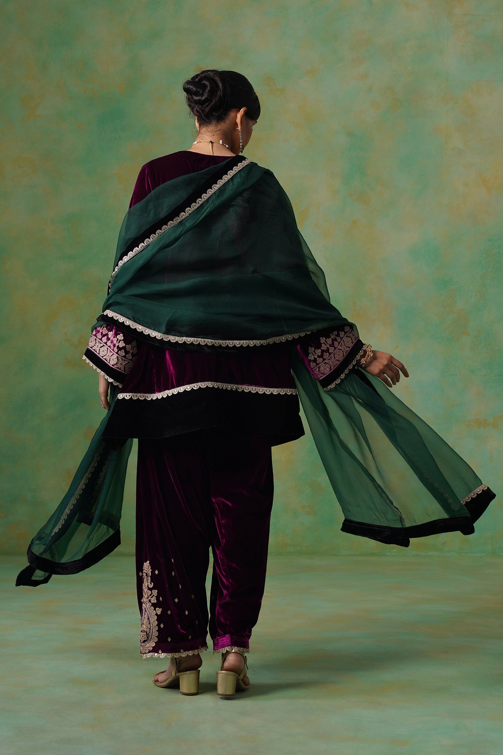 Umika Velvet Embroidered Suit Set