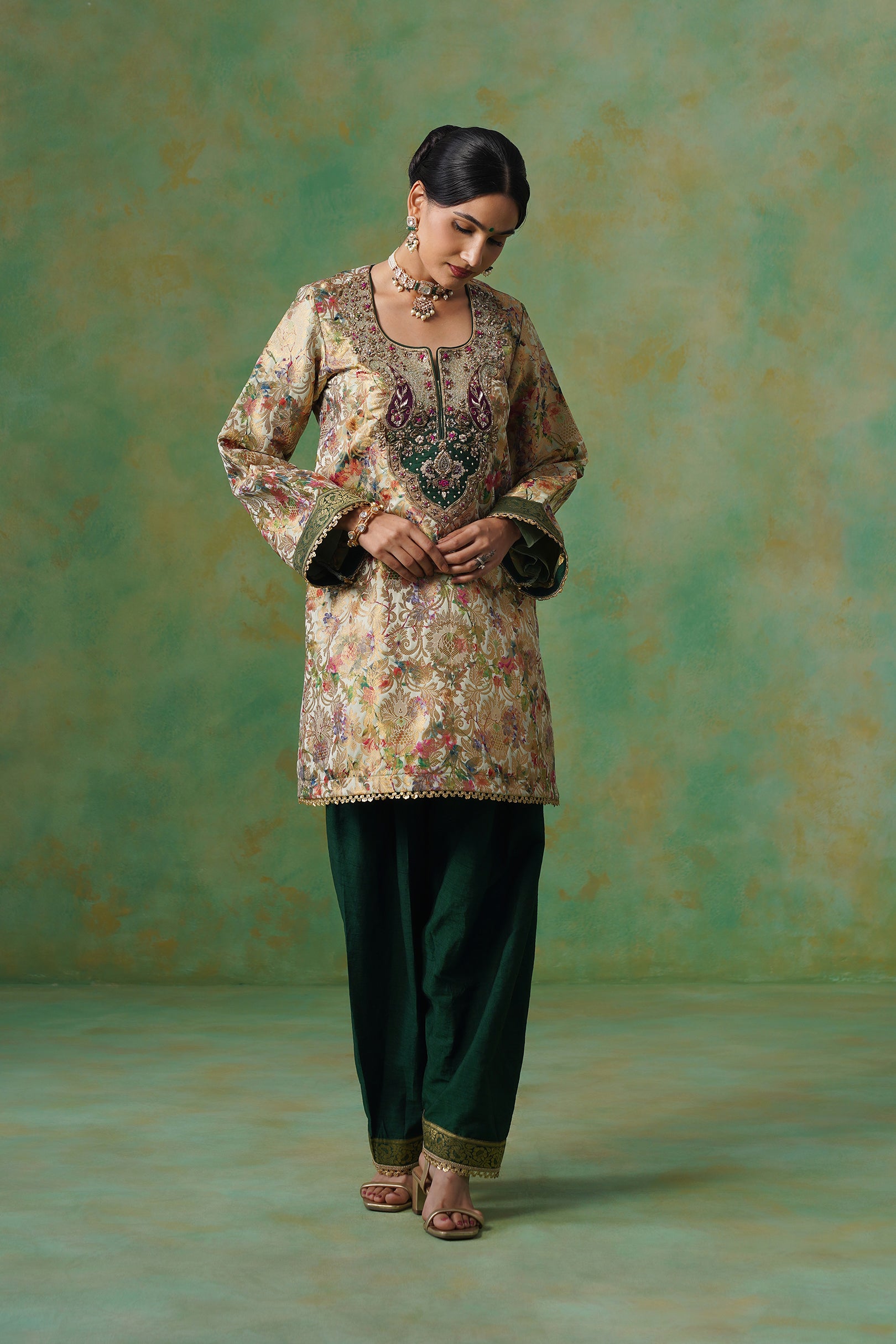Tulsi Brocade Hand Embroidered Suit Set