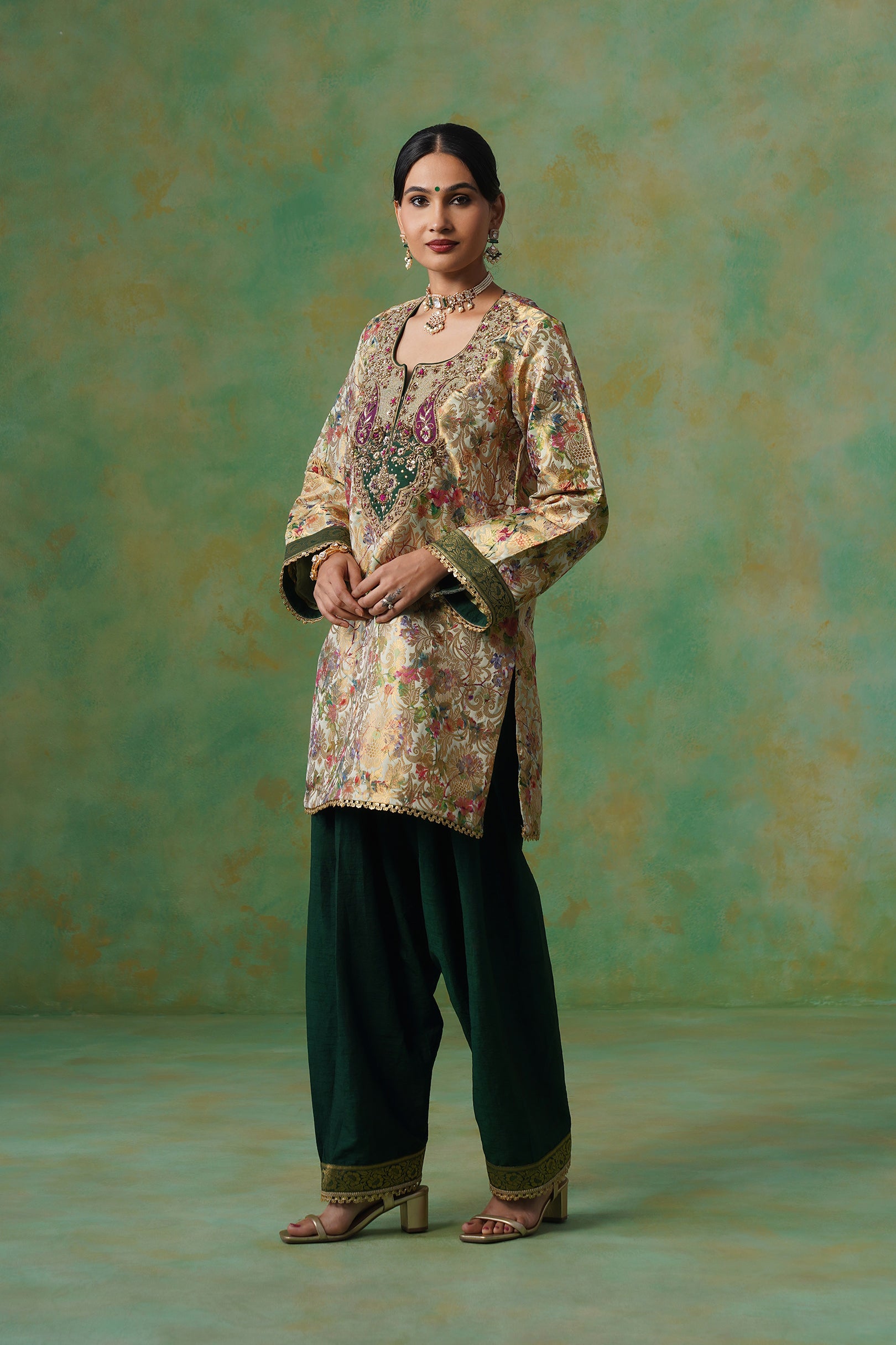 Tulsi Brocade Hand Embroidered Suit Set