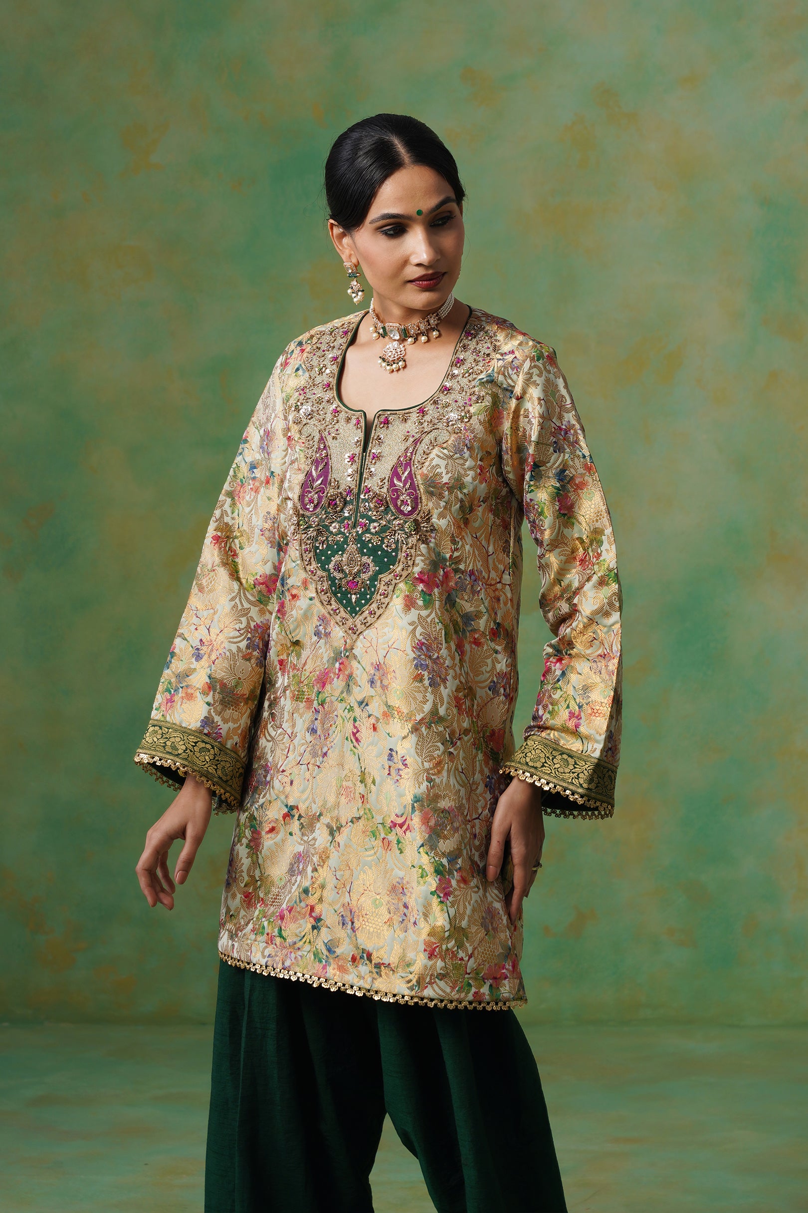 Tulsi Brocade Hand Embroidered Suit Set