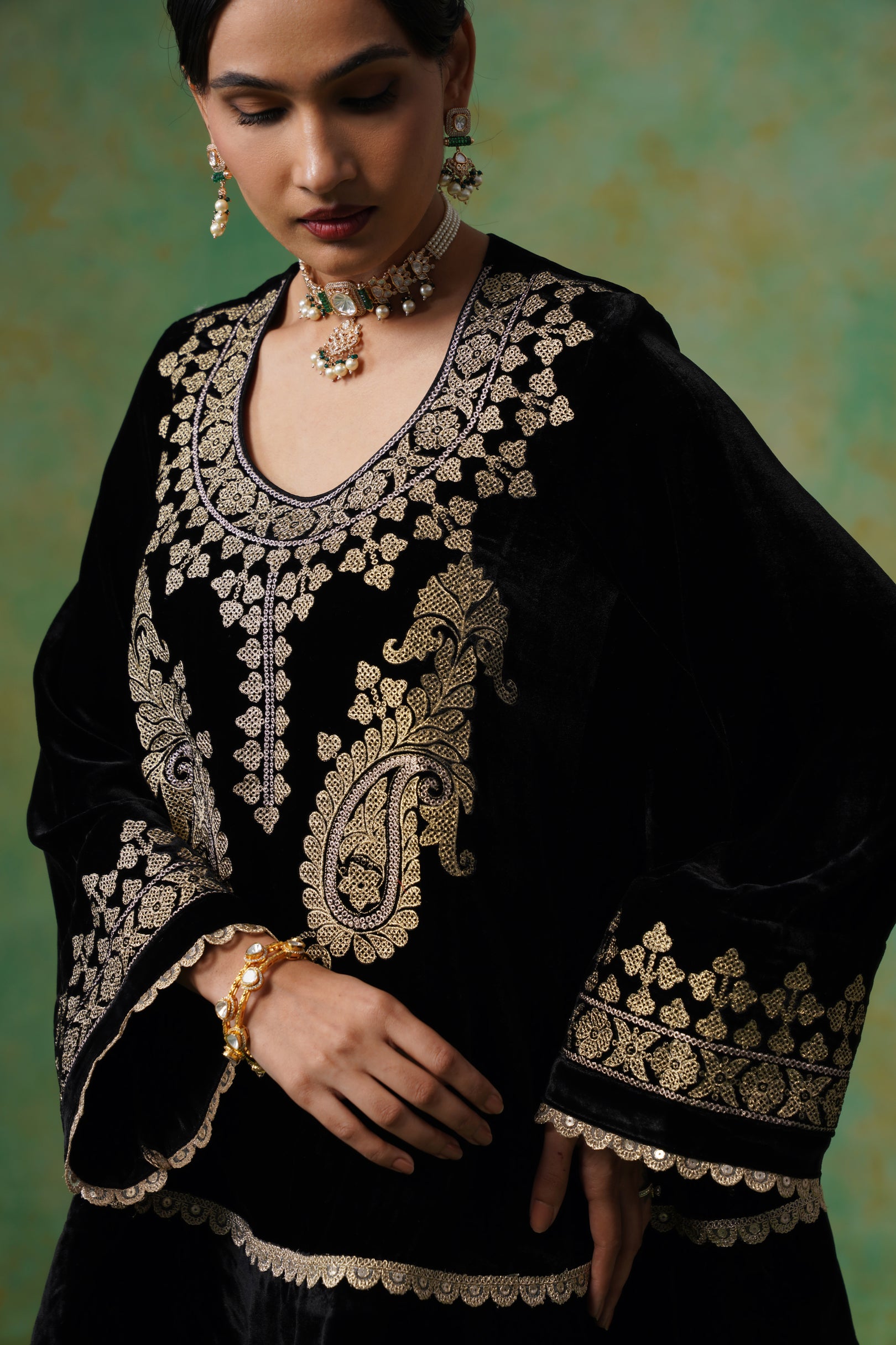 Kavya Embroidered Velvet Suit Set