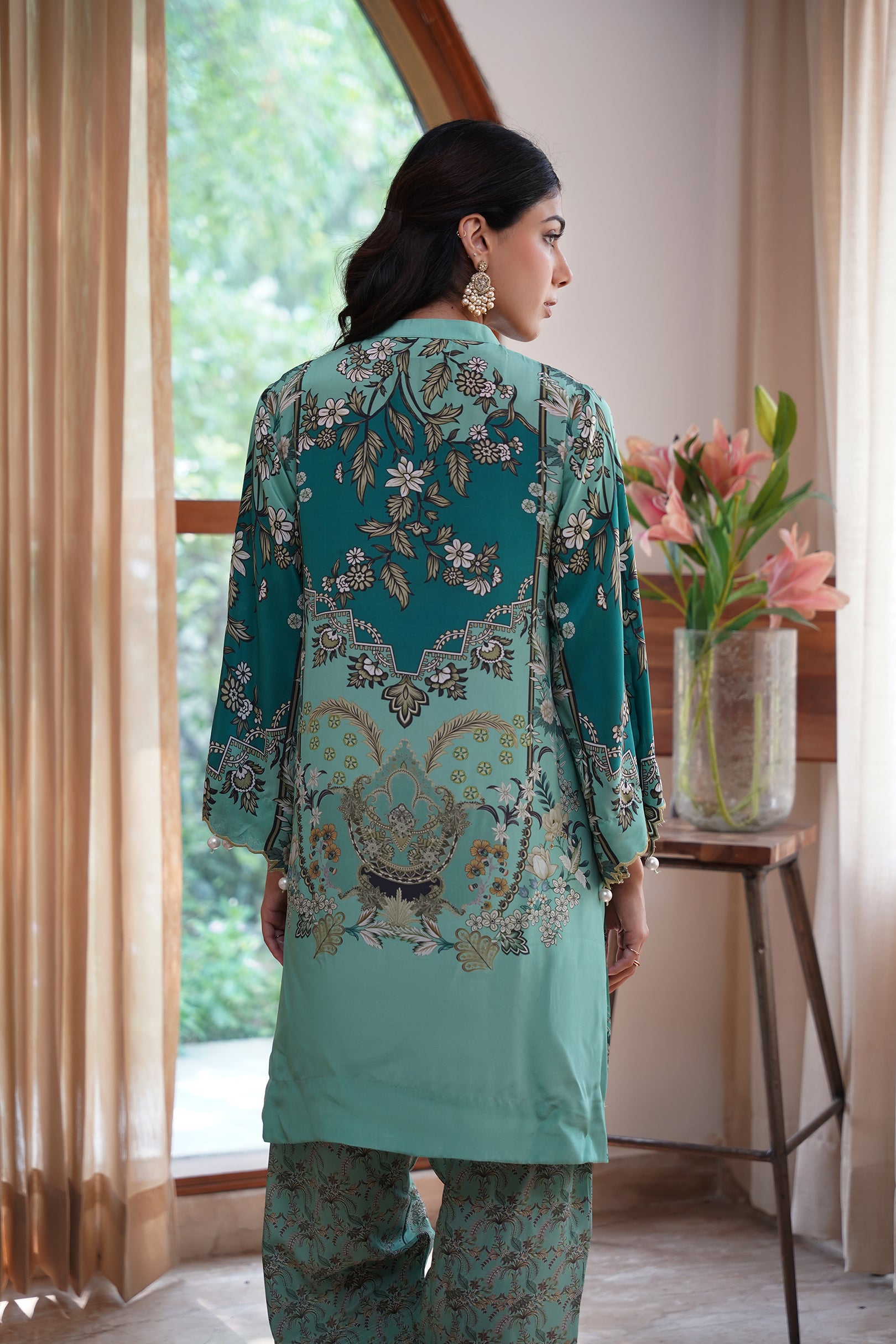 Gulbahaar Hand Embroidered Crepe Printed Matching Set - Neetika Chopra