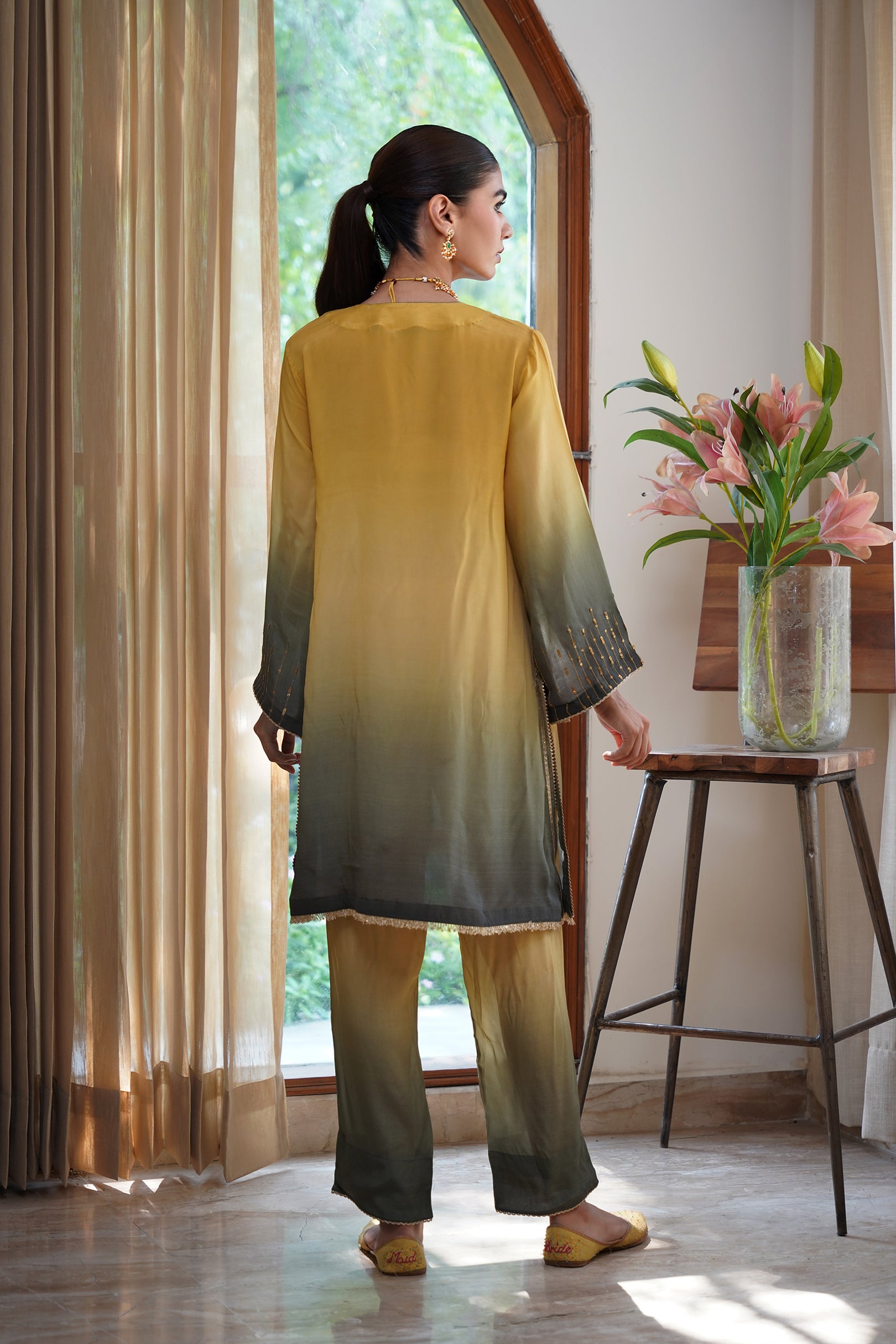 Ruhani Hand Embroidered Crepe Printed Matching Set - Neetika Chopra