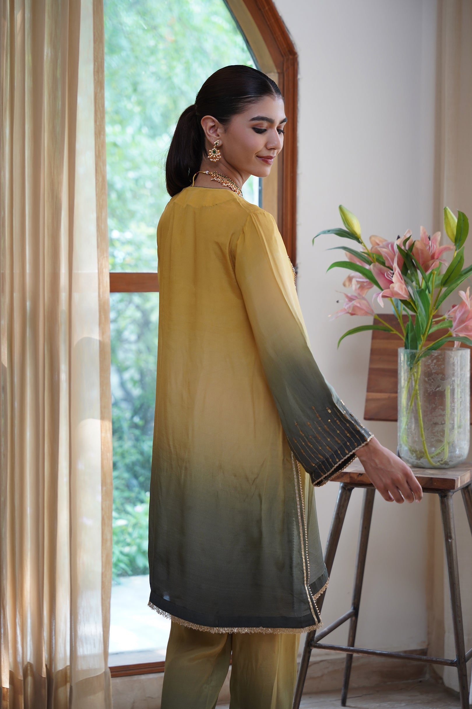 Ruhani Hand Embroidered Crepe Printed Matching Set - Neetika Chopra