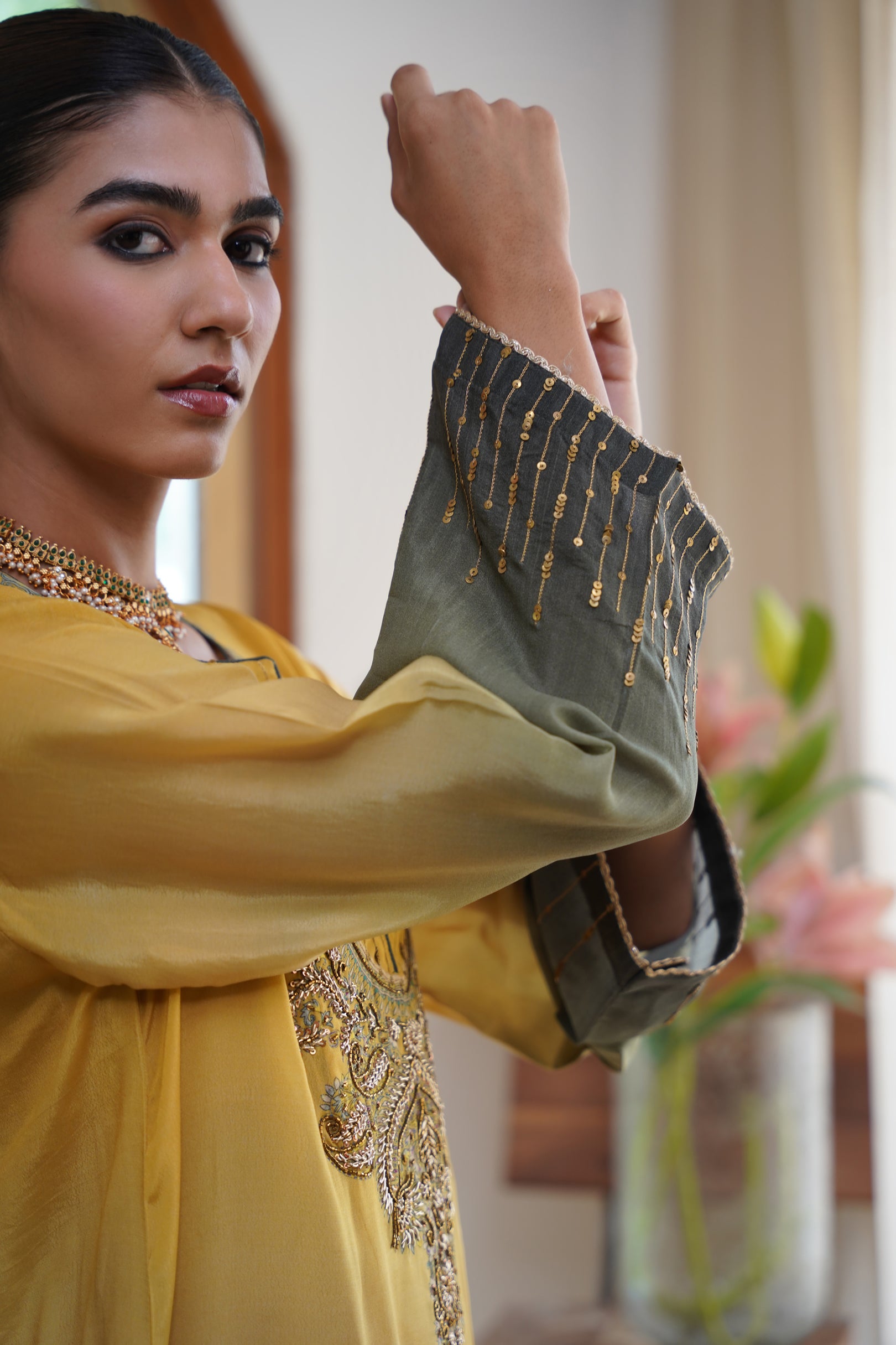 Ruhani Hand Embroidered Crepe Printed Matching Set - Neetika Chopra