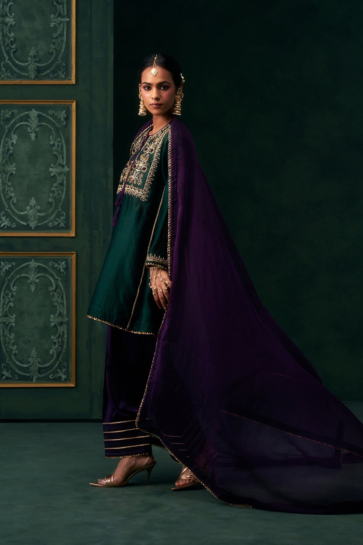 Eshaal Chanderi Satin Embroidered Suit Set