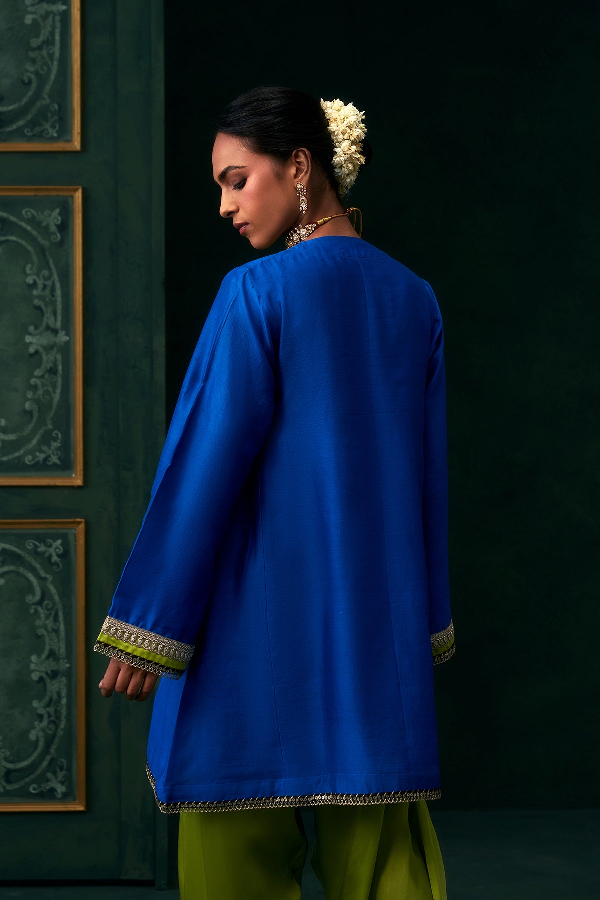 Aafiya Chanderi Satin Embroidered Suit Set