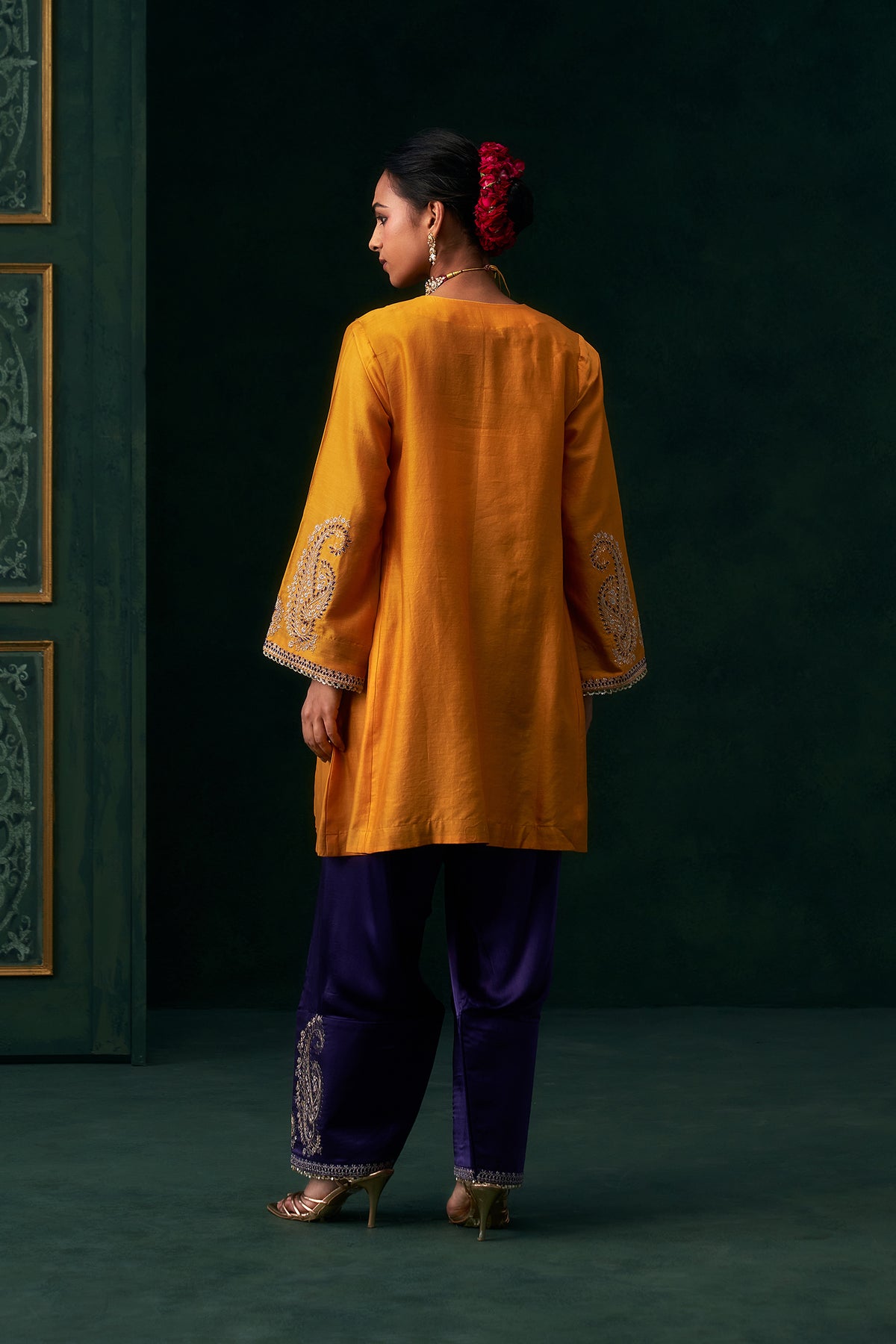 Mehrin Chanderi Satin Embroidered Suit Set
