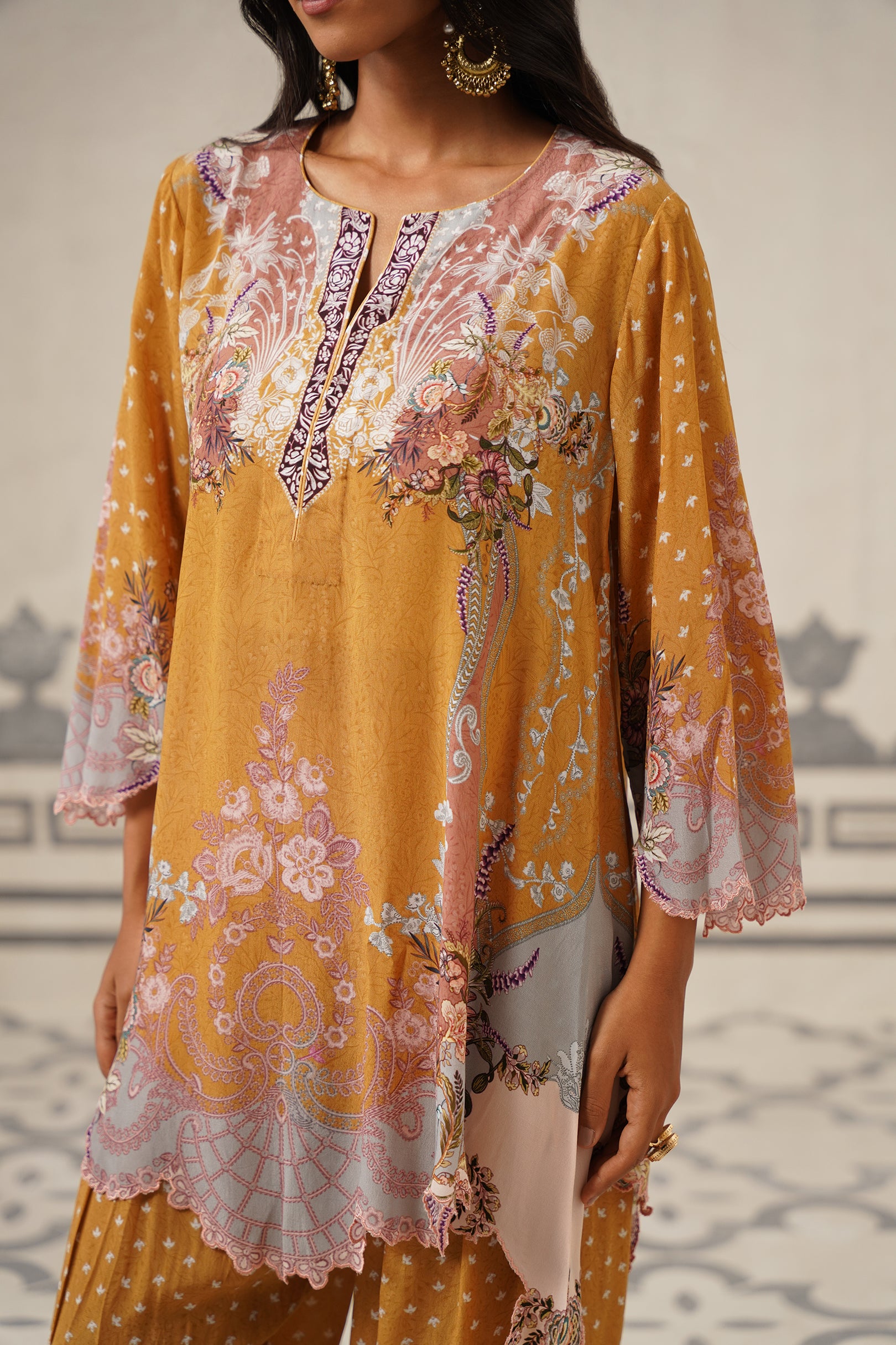 Roma Crepe Printed Scalloped Matching Set