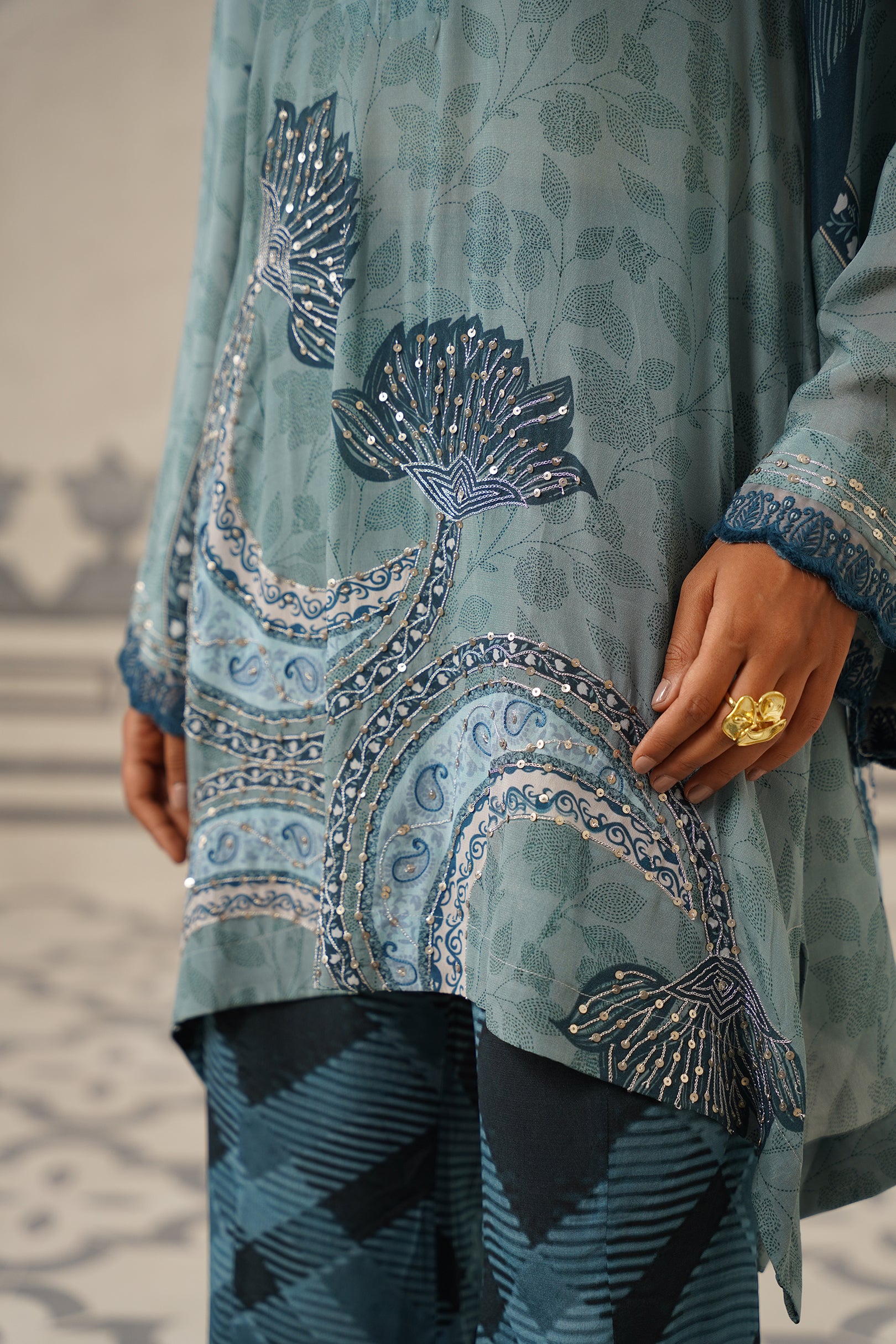 Odessa Crepe Printed Embroidered Matching Set