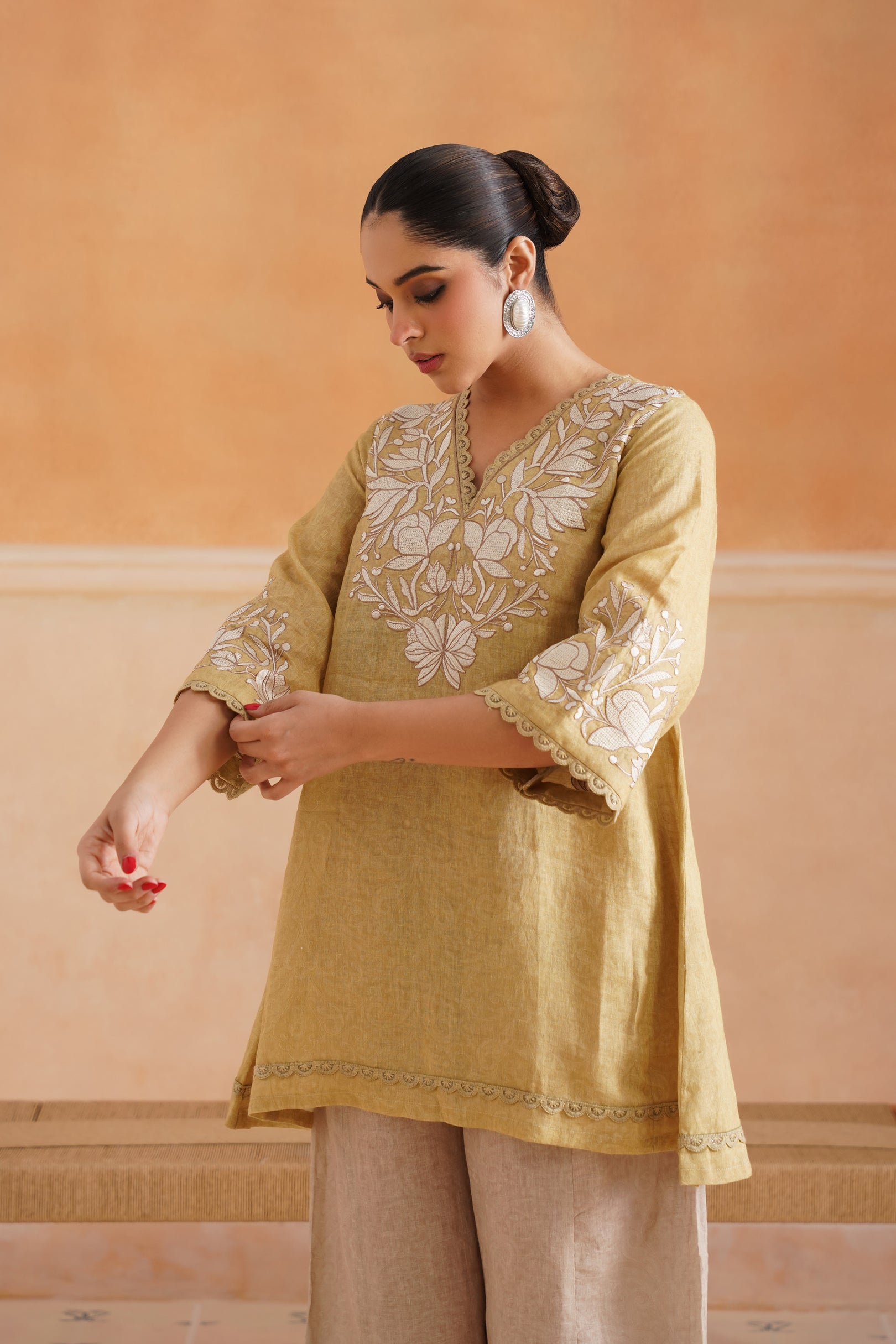 Luna Pure Linen Embroidered Matching Set - Neetika Chopra