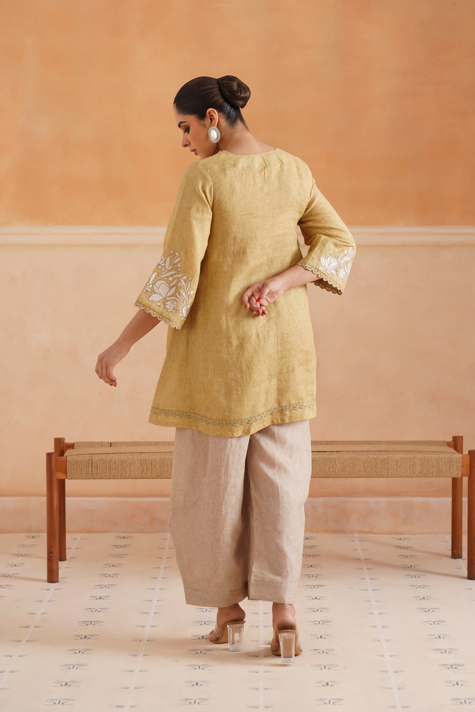 Luna Pure Linen Embroidered Matching Set - Neetika Chopra
