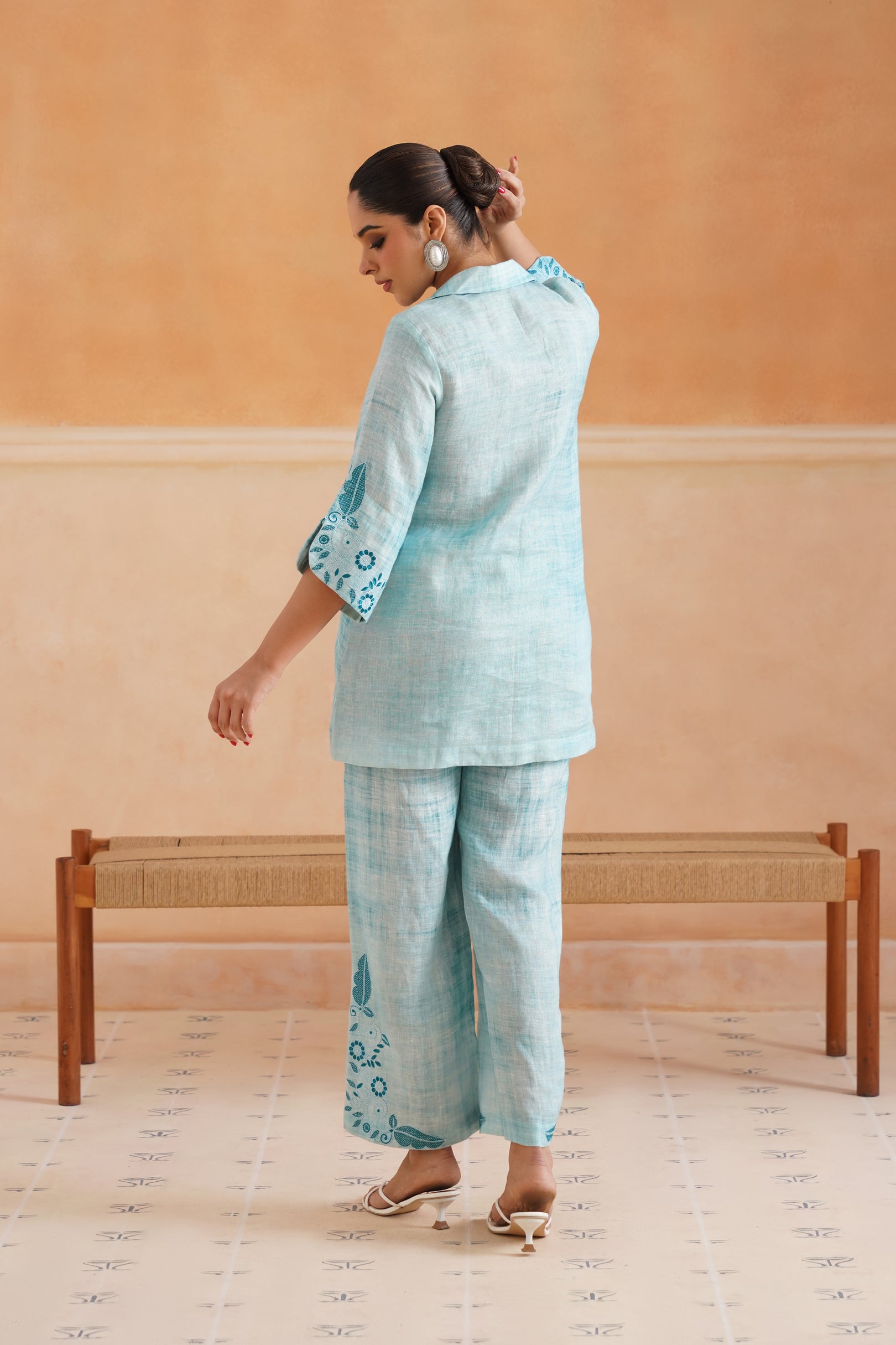 Aya Pure Linen Embroidered Matching Set - Neetika Chopra