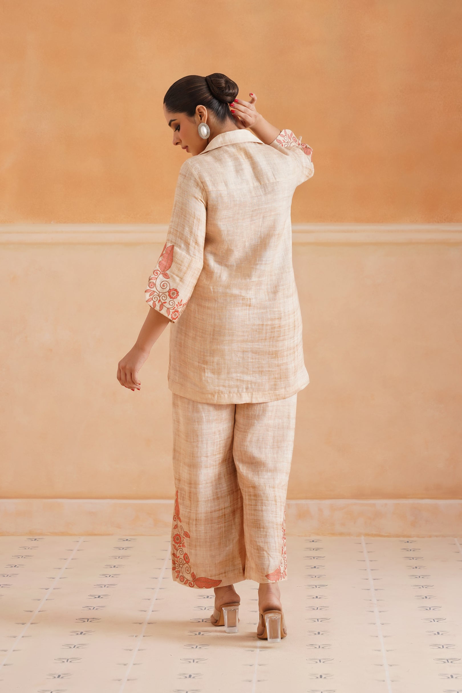 Faria Pure Linen Embroidered Matching Set - Neetika Chopra