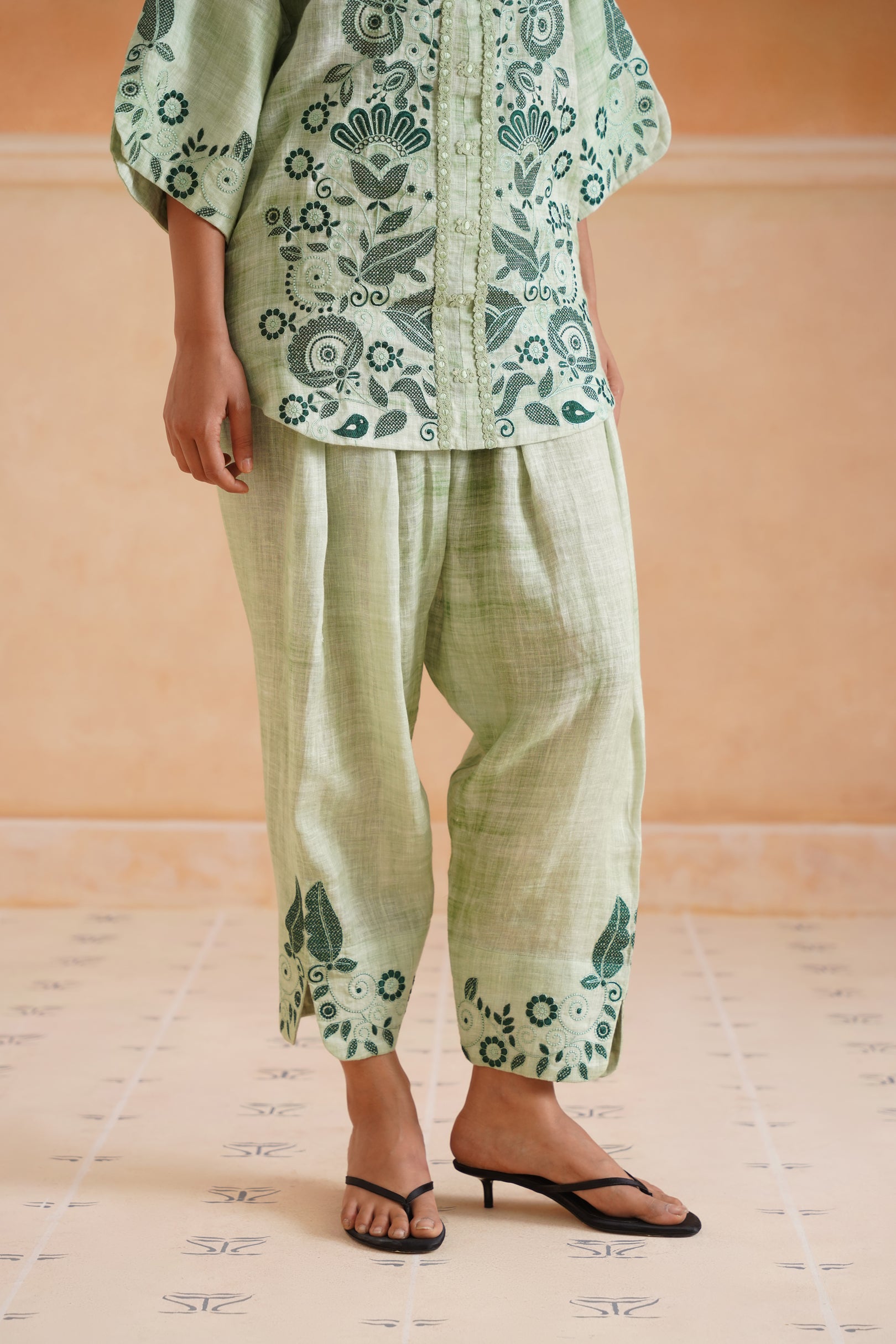Hiral Pure Linen Embroidered Matching Set - Neetika Chopra